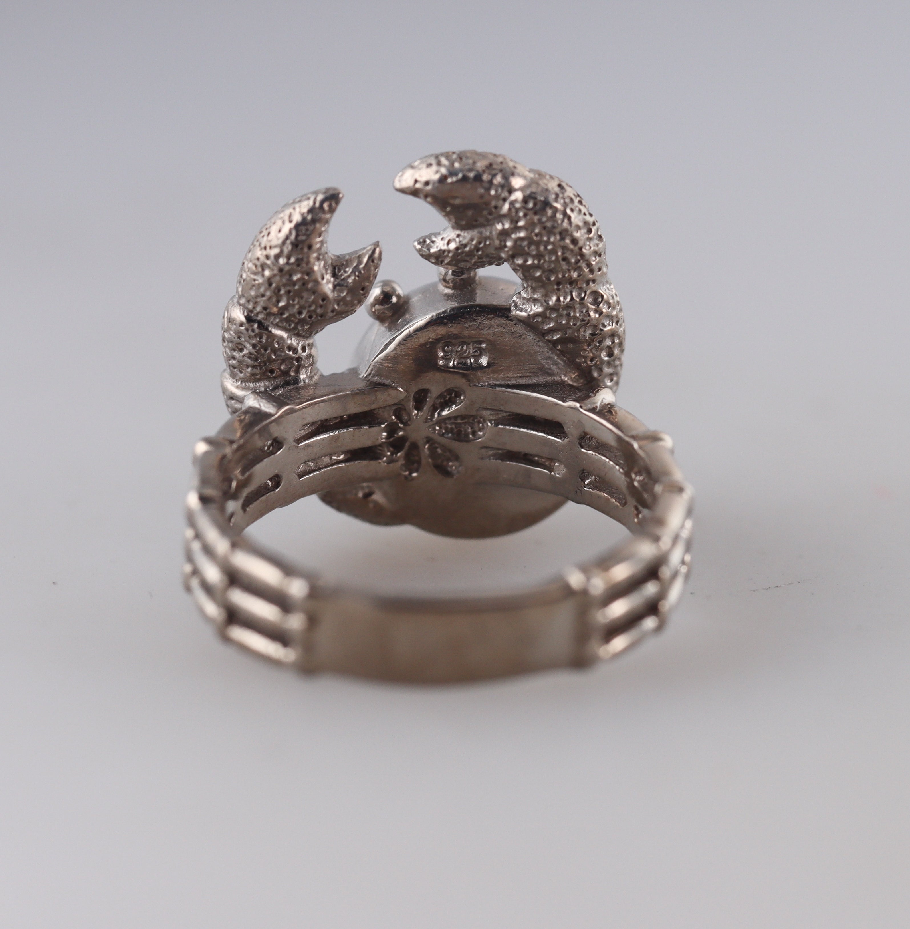 Marahlago Sterling Silver Larimar Crab Ring Retail $262 #36