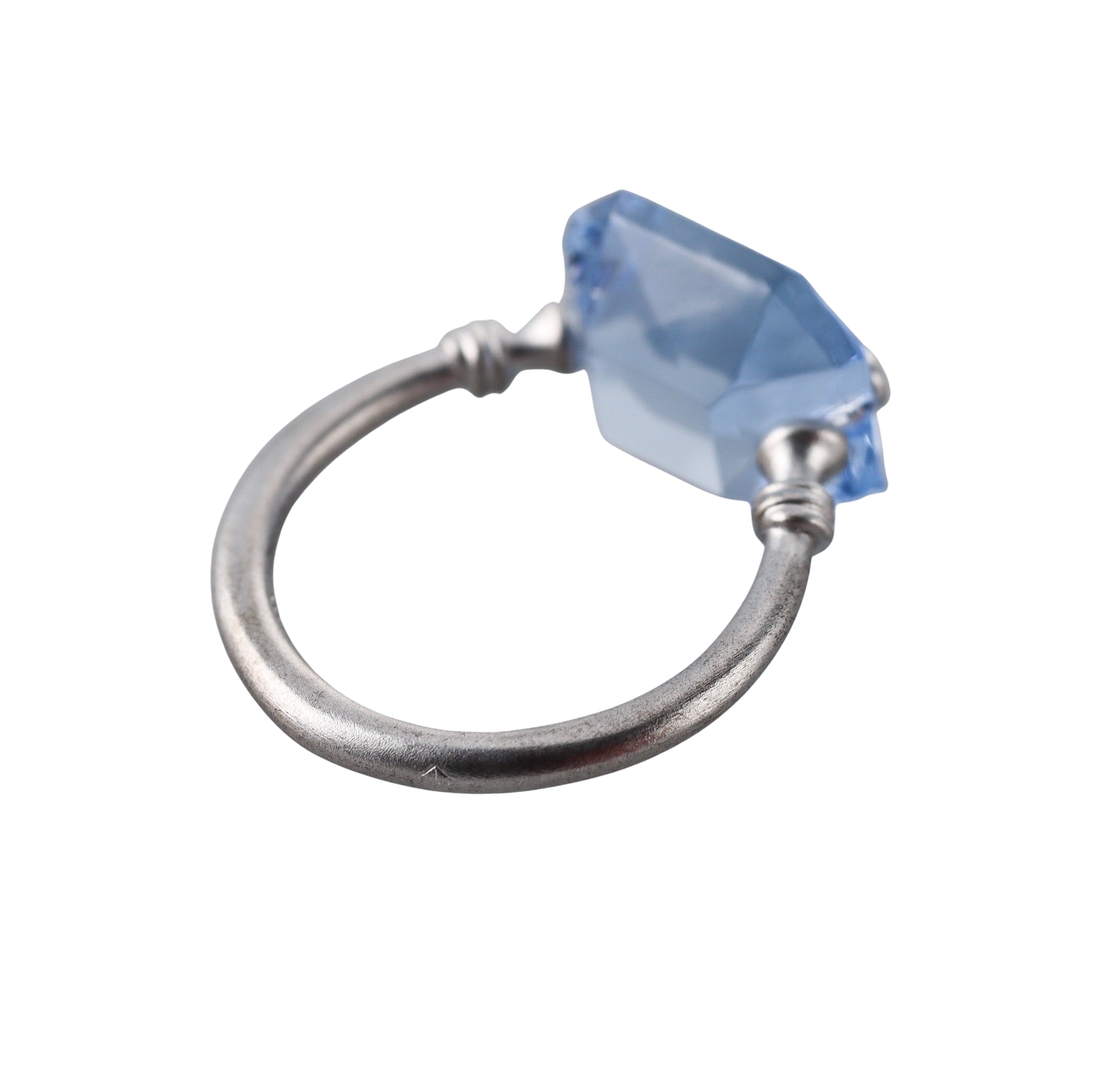 Baccarat Marie-Helene de Taillac Sterling Silver Blue Lead Crystal Ring 2810774