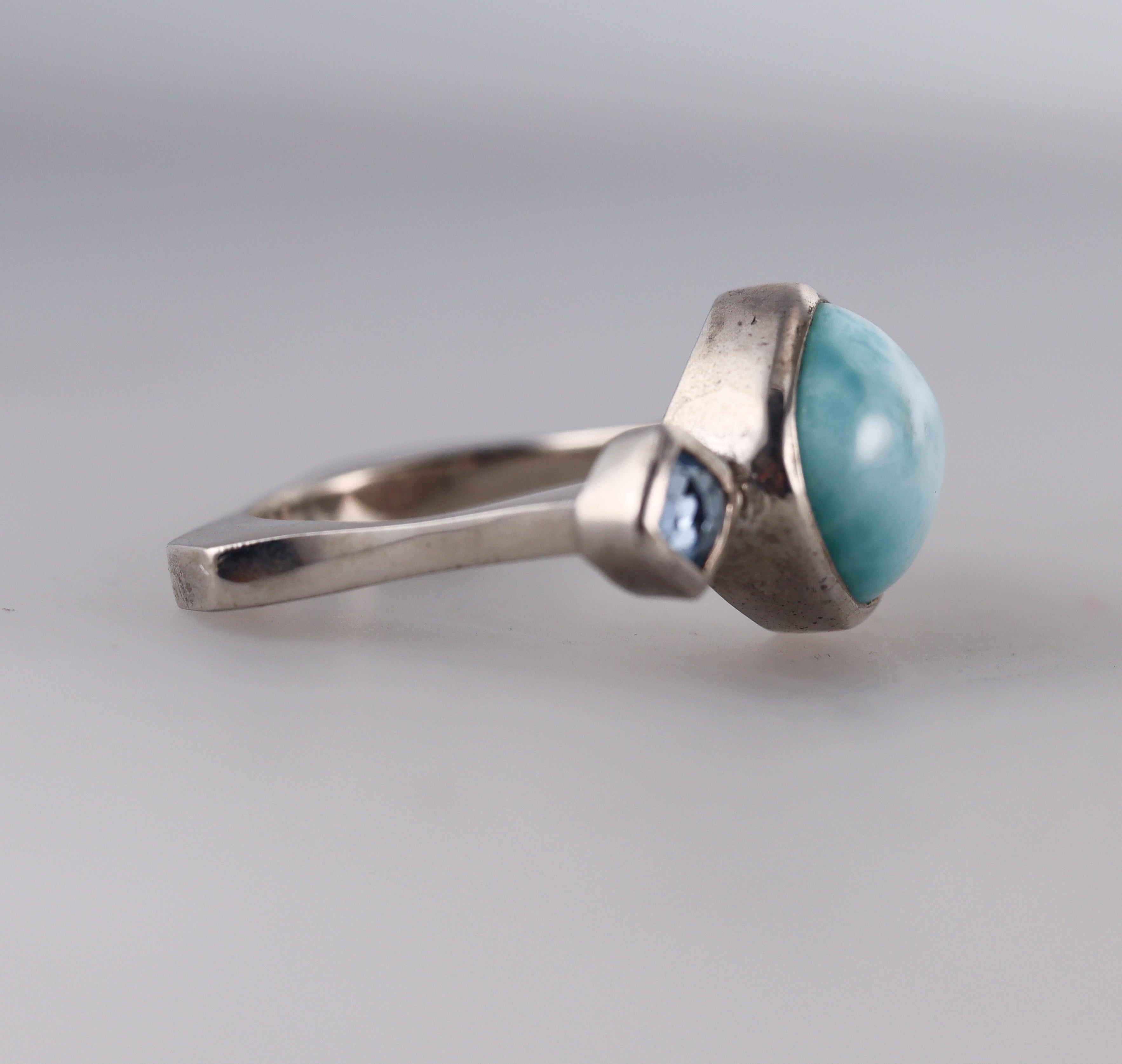 Marahlago Sterling Silver Larimar Blue Topaz Ring Retail $217 #06