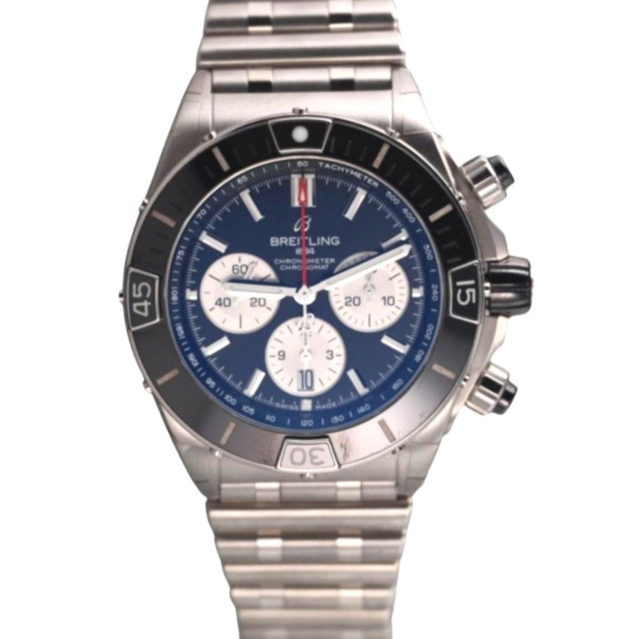 Breitling Super Chronomat B01 44 Black Steel Chronograph Watch AB0136
