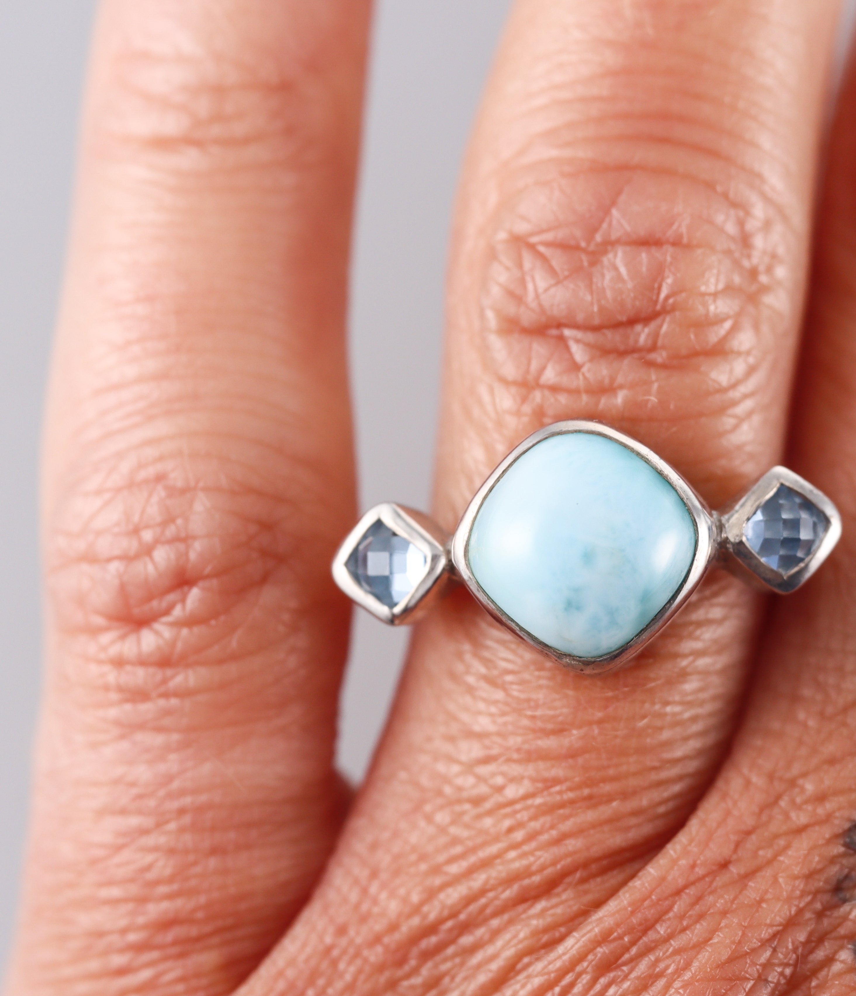 Marahlago Sterling Silver Larimar Blue Topaz Ring Retail $217 #06