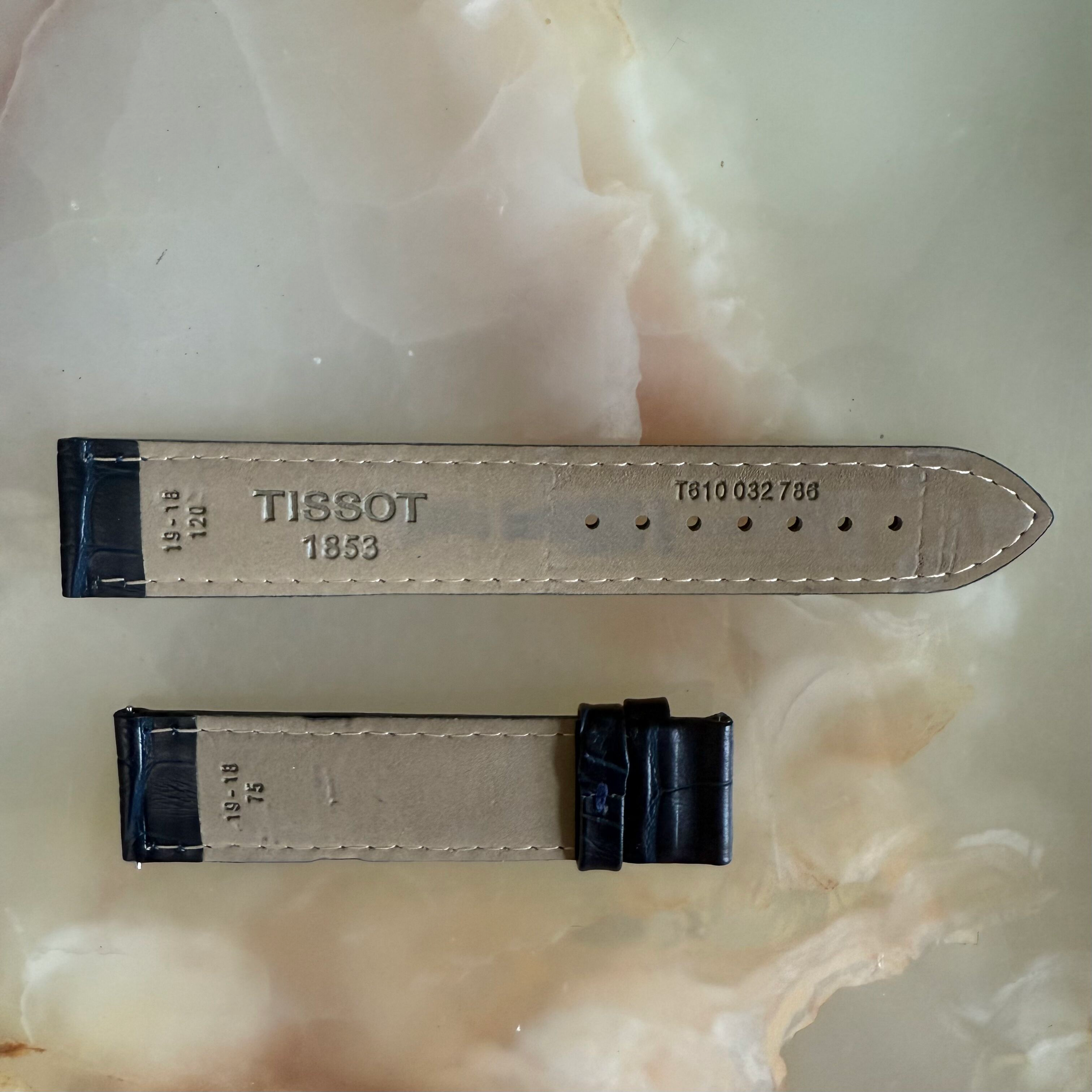 Authentic Tissot Blue Alligator Watch Strap Band 19mm T610032786