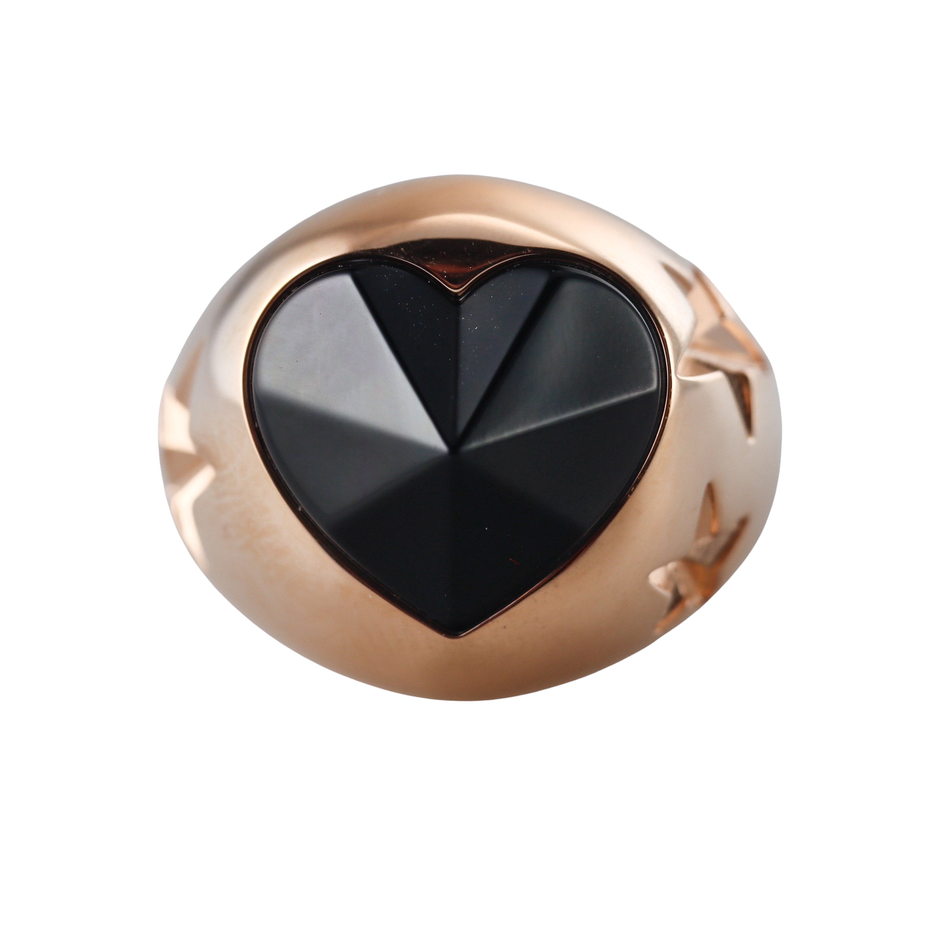 Baccarat Etoile Mon Coeur 18k Gold Vermeil Sterling Silver Black Crystal Heart and Star Statement Ring 2812879