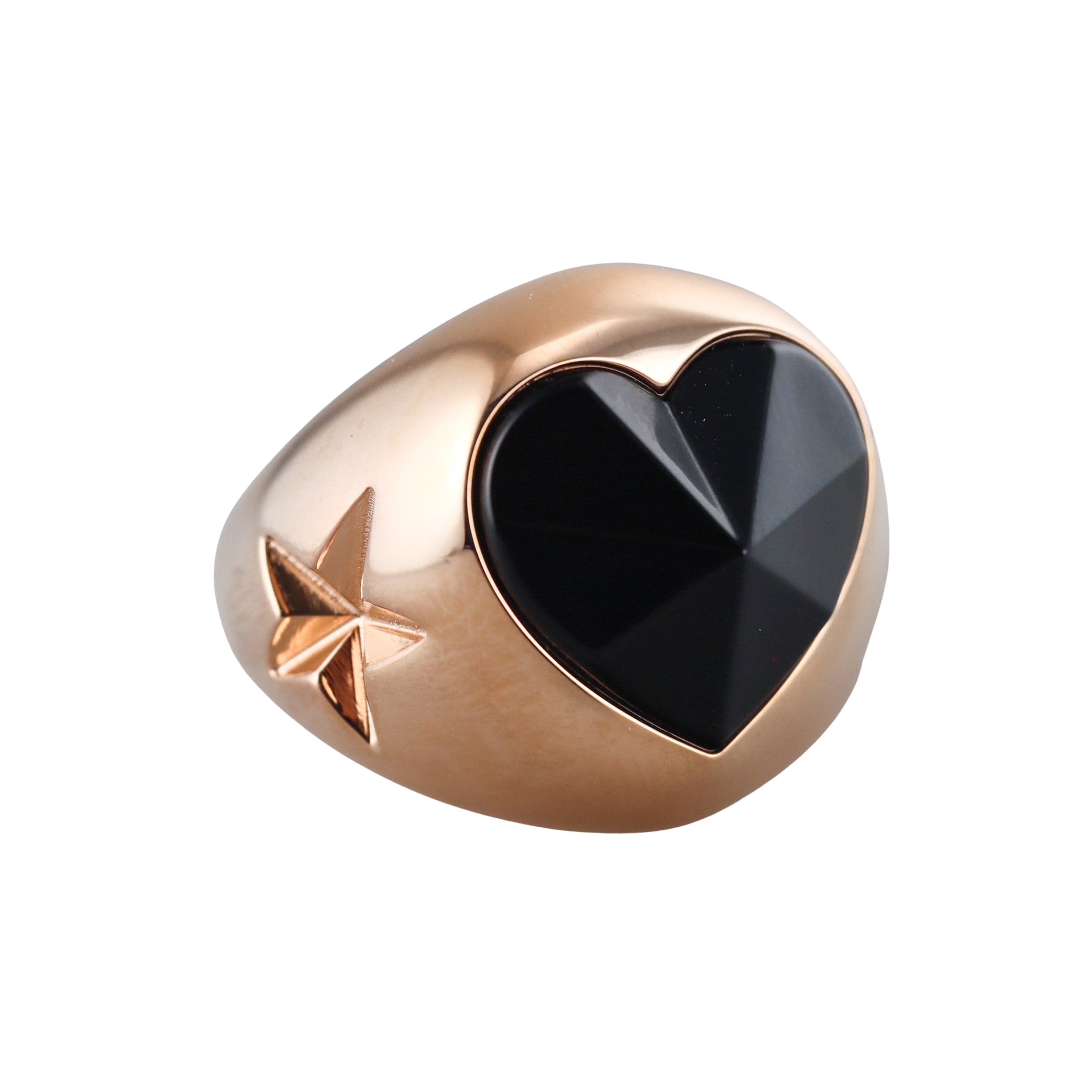 Baccarat Etoile Mon Coeur 18k Gold Vermeil Sterling Silver Black Crystal Heart and Star Statement Ring 2812879