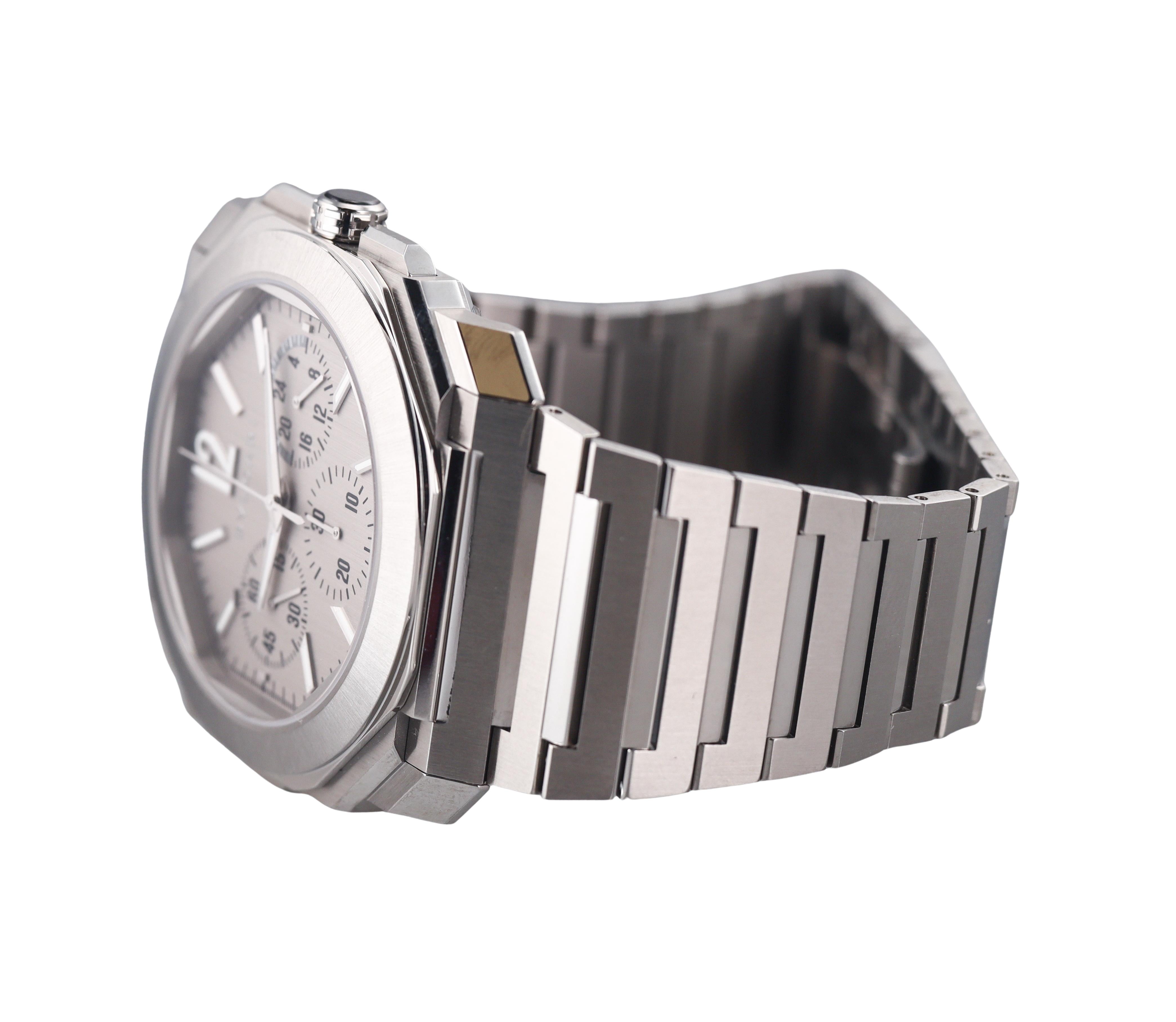 Bulgari Octo Finissimo Satin Steel Chronograph Ultra Thin Watch BGO S XT CH GMT