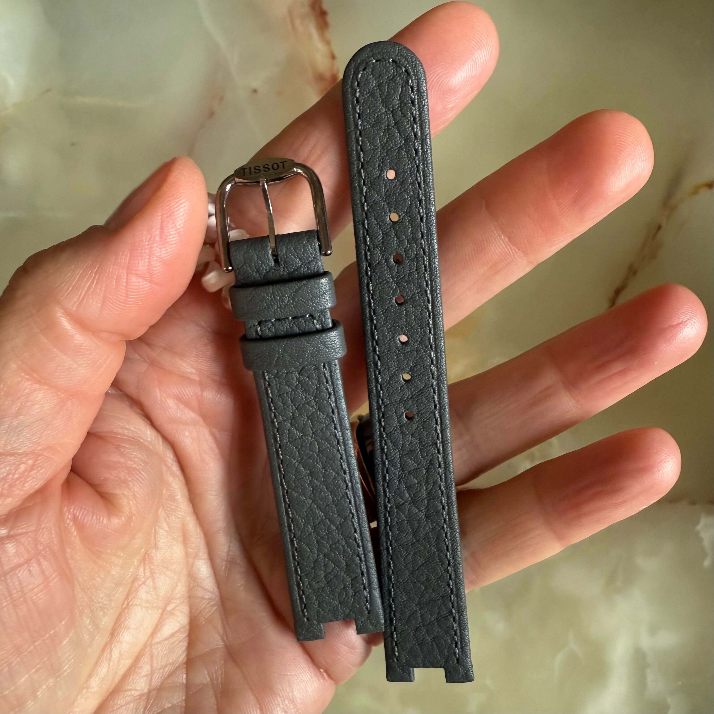 Authentic Tissot Grey Genuine Leather Watch Strap Band 16mm w Buckle T600013515