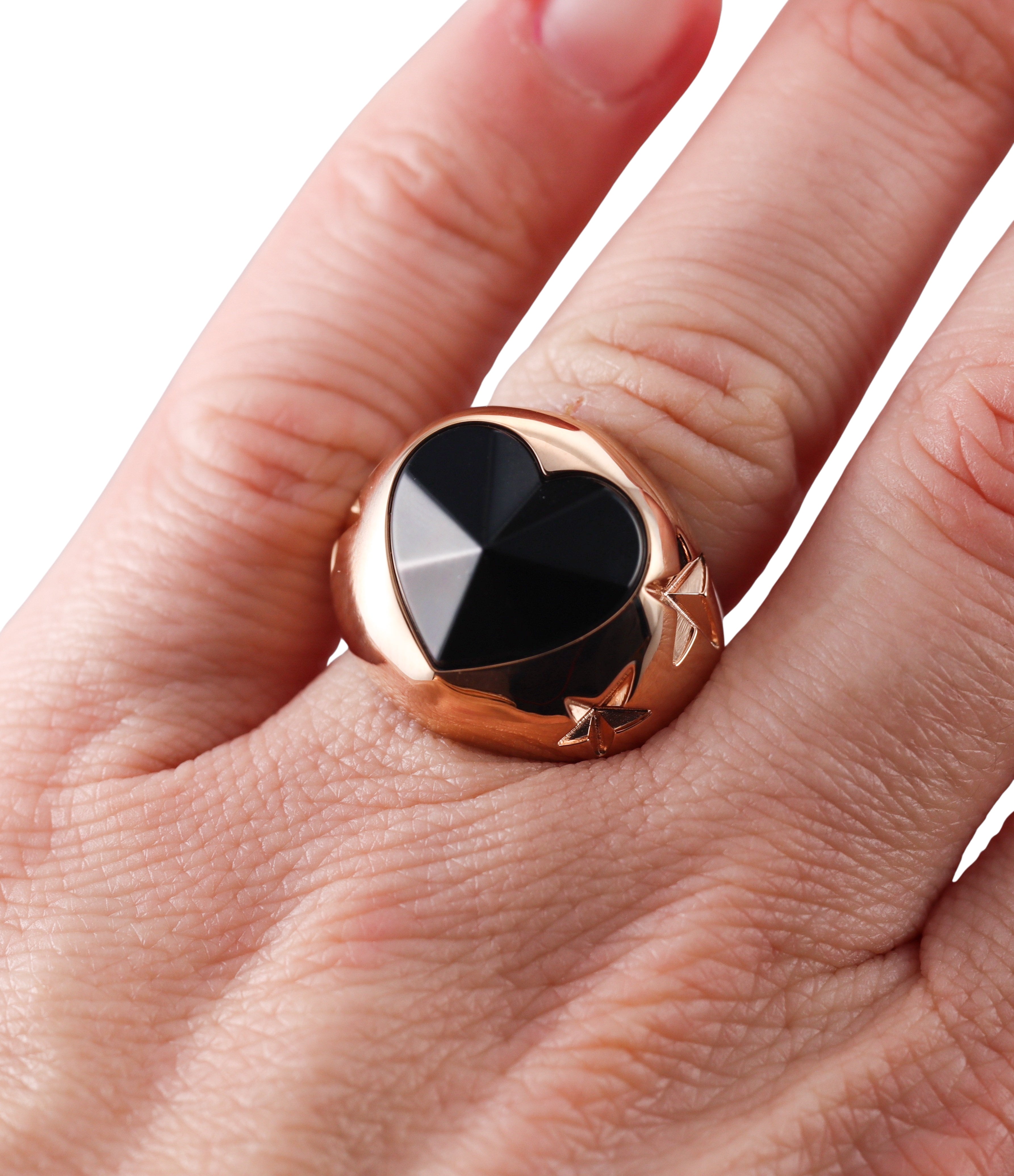 Baccarat Etoile Mon Coeur 18k Gold Vermeil Sterling Silver Black Crystal Heart and Star Statement Ring 2812879