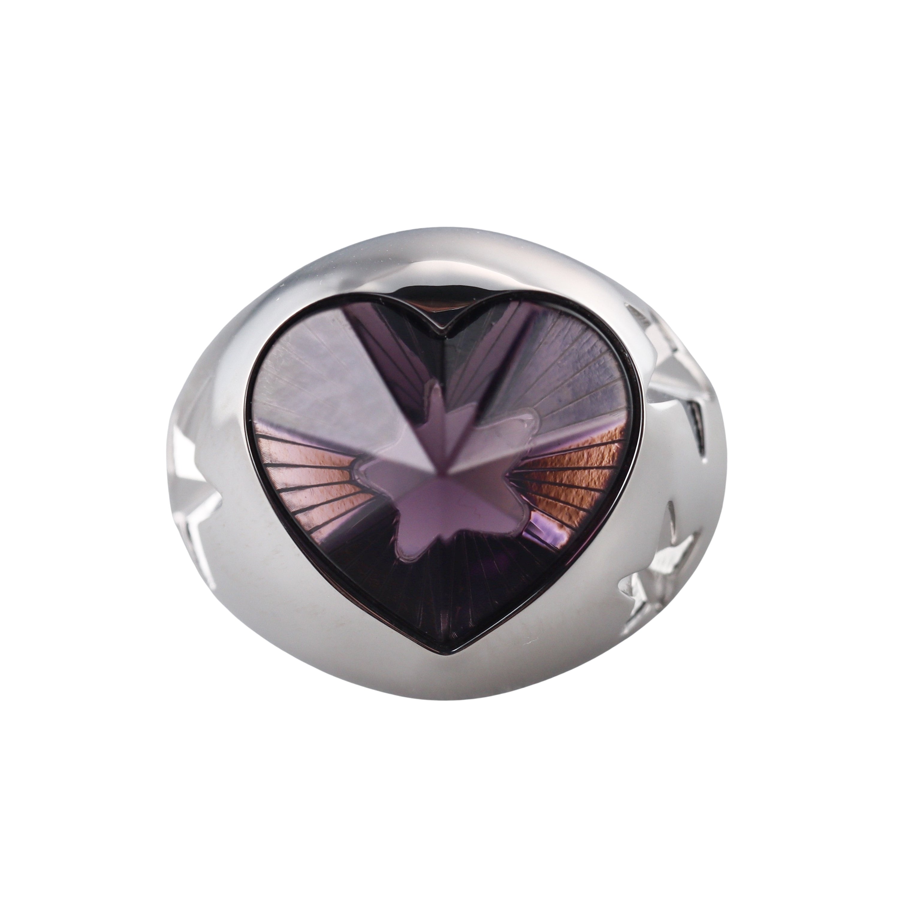 Baccarat Etoile Mon Coeur Sterling Silver Purple Crystal Heart and Star Statement Ring 2812842