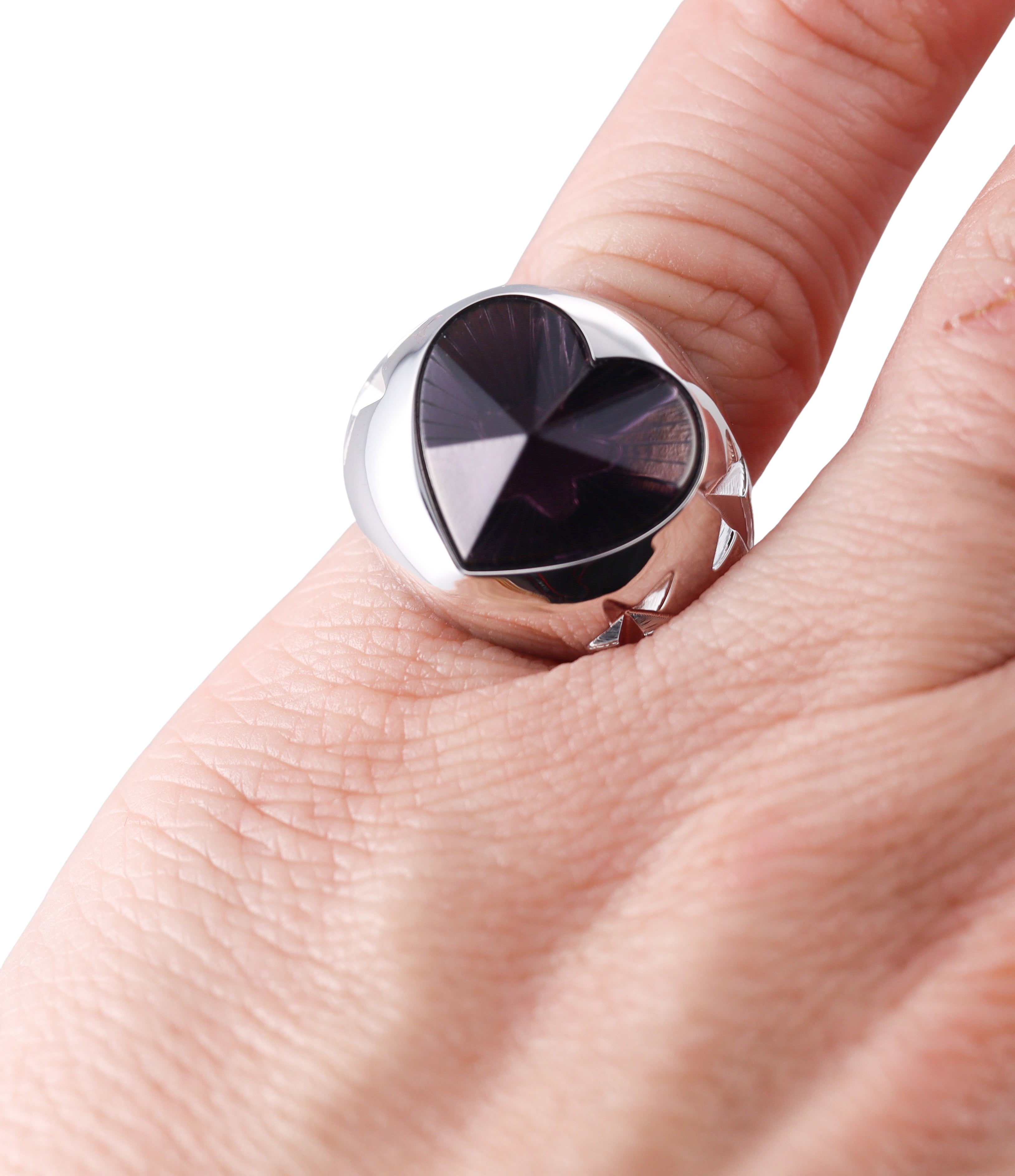 Baccarat Etoile Mon Coeur Sterling Silver Purple Crystal Heart and Star Statement Ring 2812842