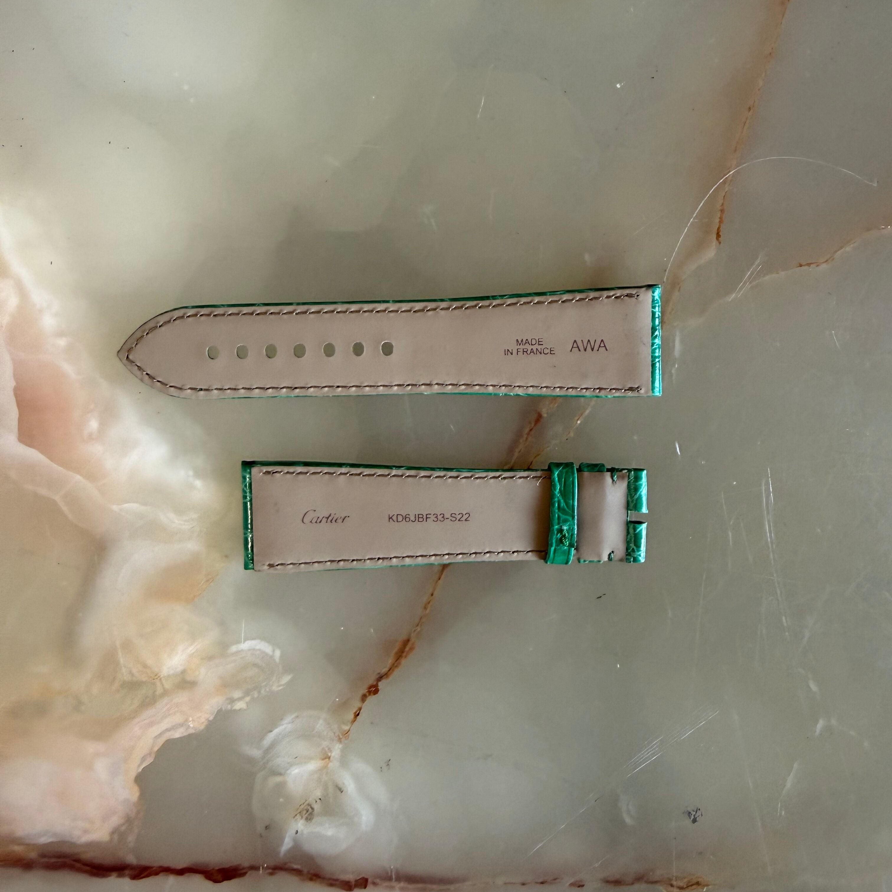 Authentic Cartier Green Alligator Watch Strap Band 22.65mm KD6JBF33-S22