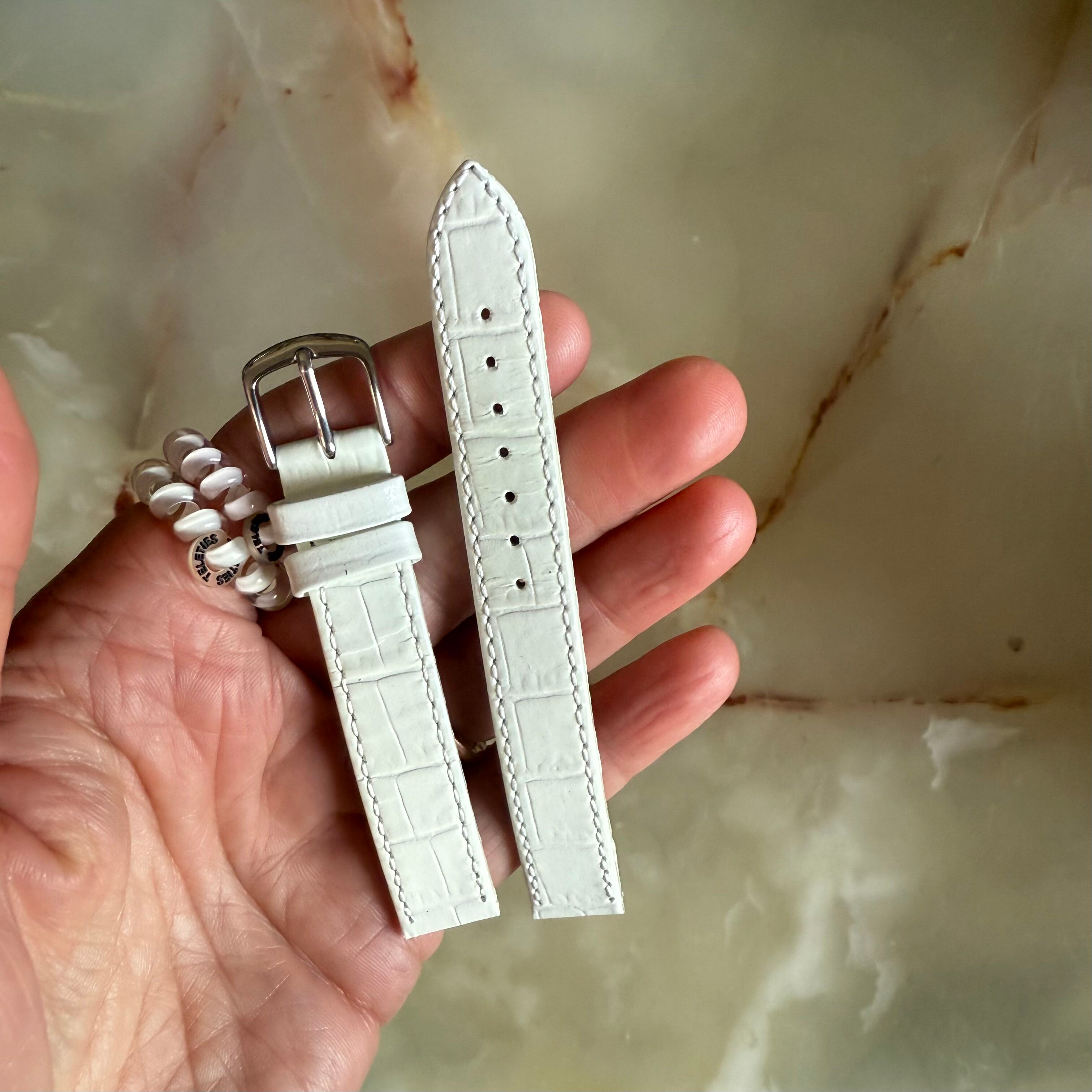 Authentic Tissot White Genuine Leather Watch Strap Band 14mm w Buckle T600027943