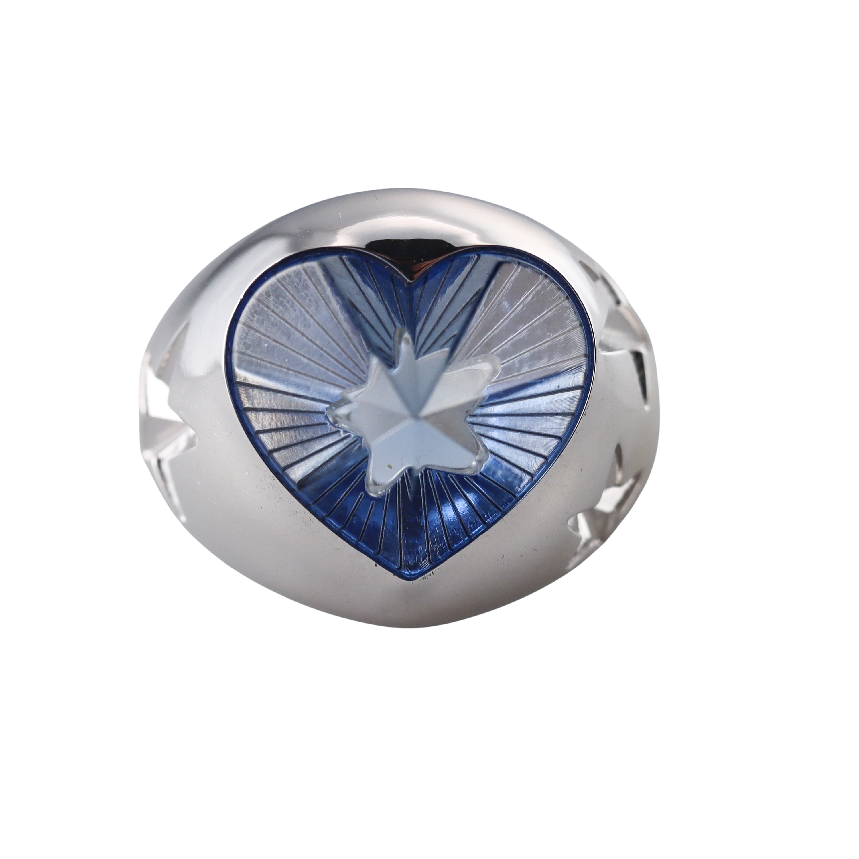 Baccarat Etoile Mon Coeur Sterling Silver Blue Crystal Heart and Star Statement Ring 2813090