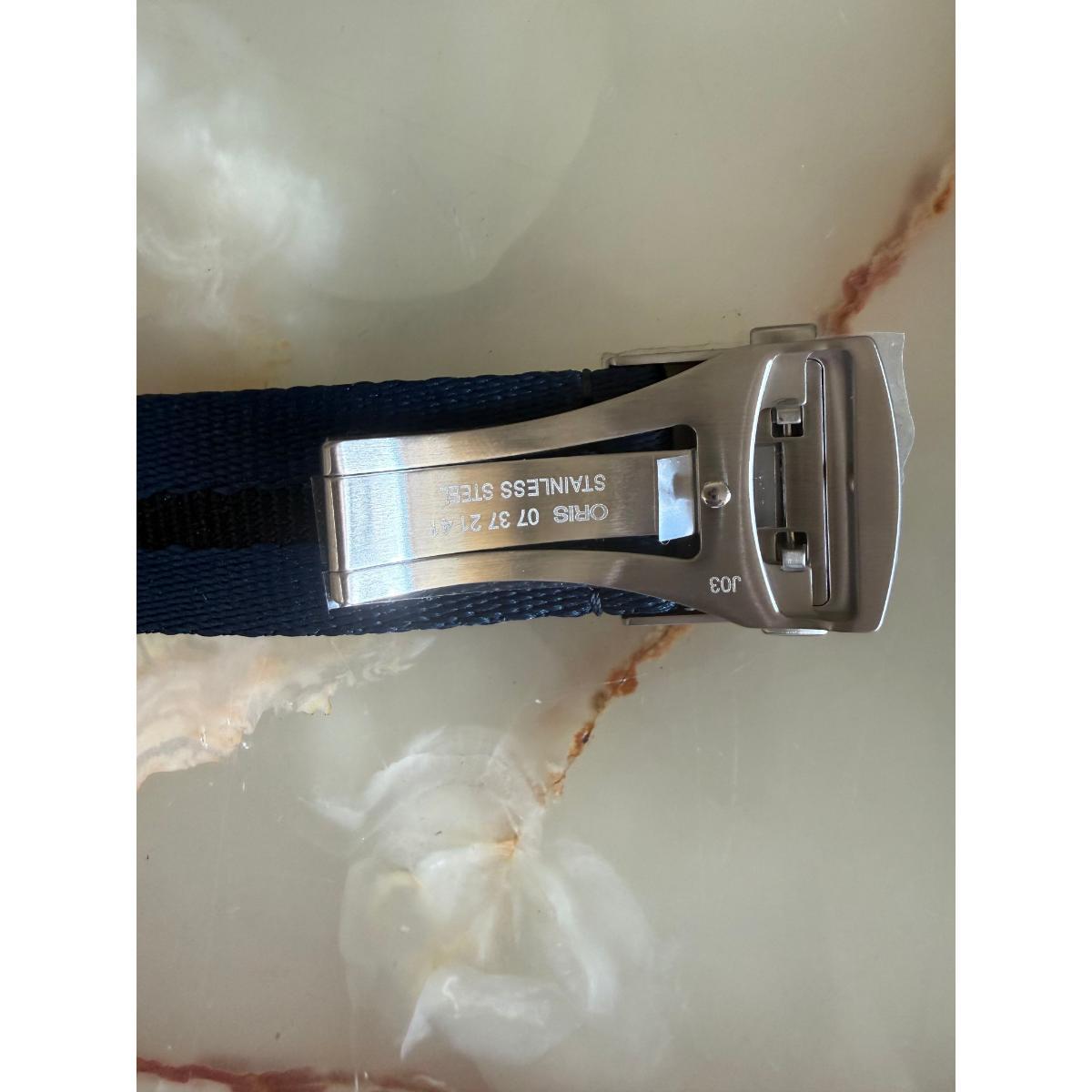 Authentic Oris Blue Textile Watch Strap Band 22mm w Deployant Buckle 07 5 21 28