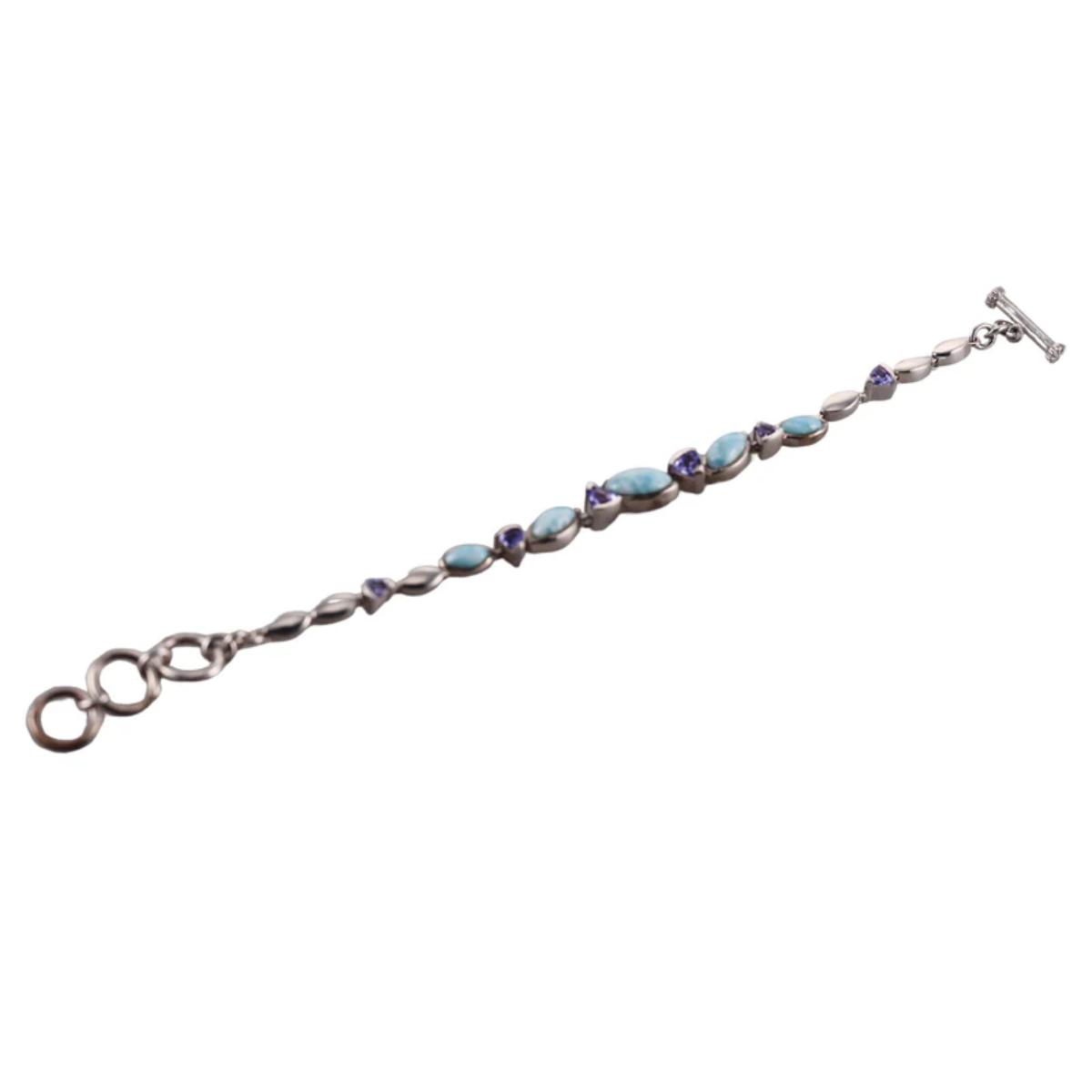 Marahlago Sterling Silver Larimar Iolite Link Bracelet Retail $1162