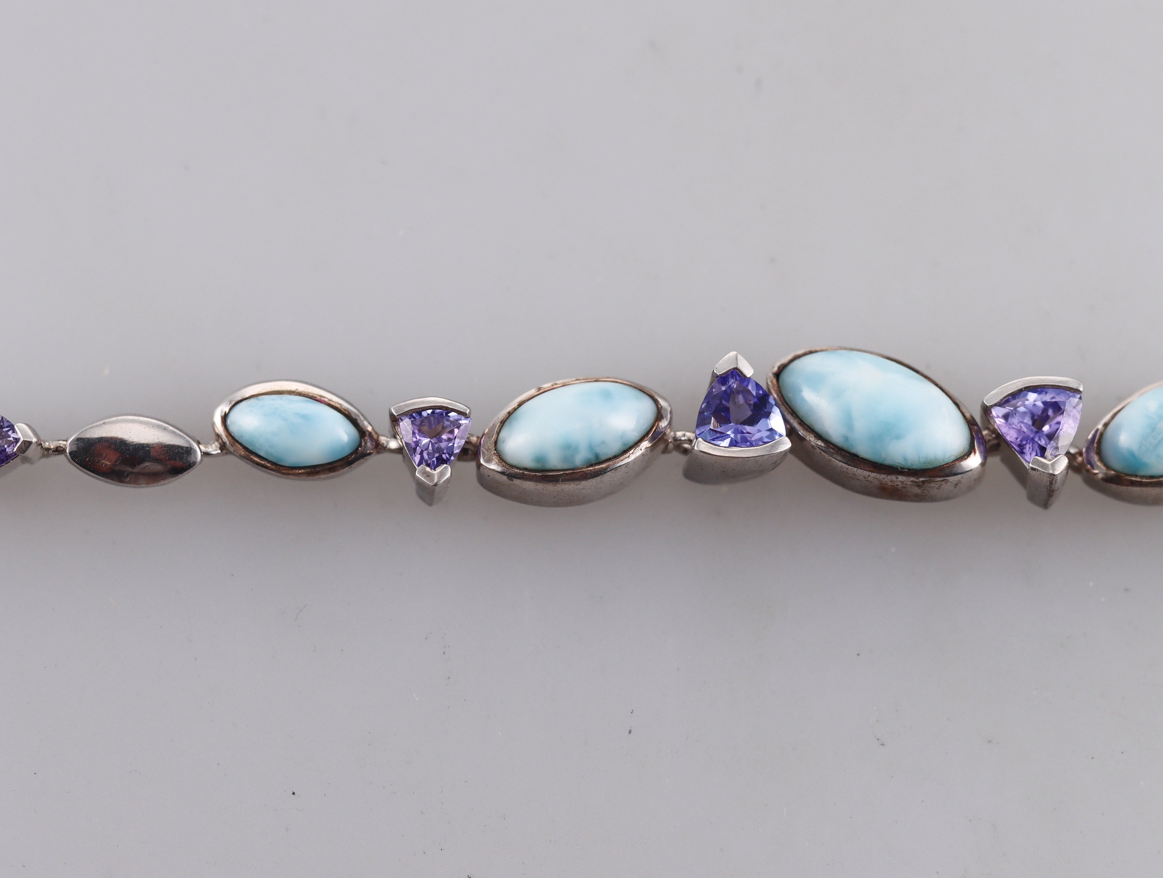 Marahlago Sterling Silver Larimar Iolite Link Bracelet Retail $1162 #021
