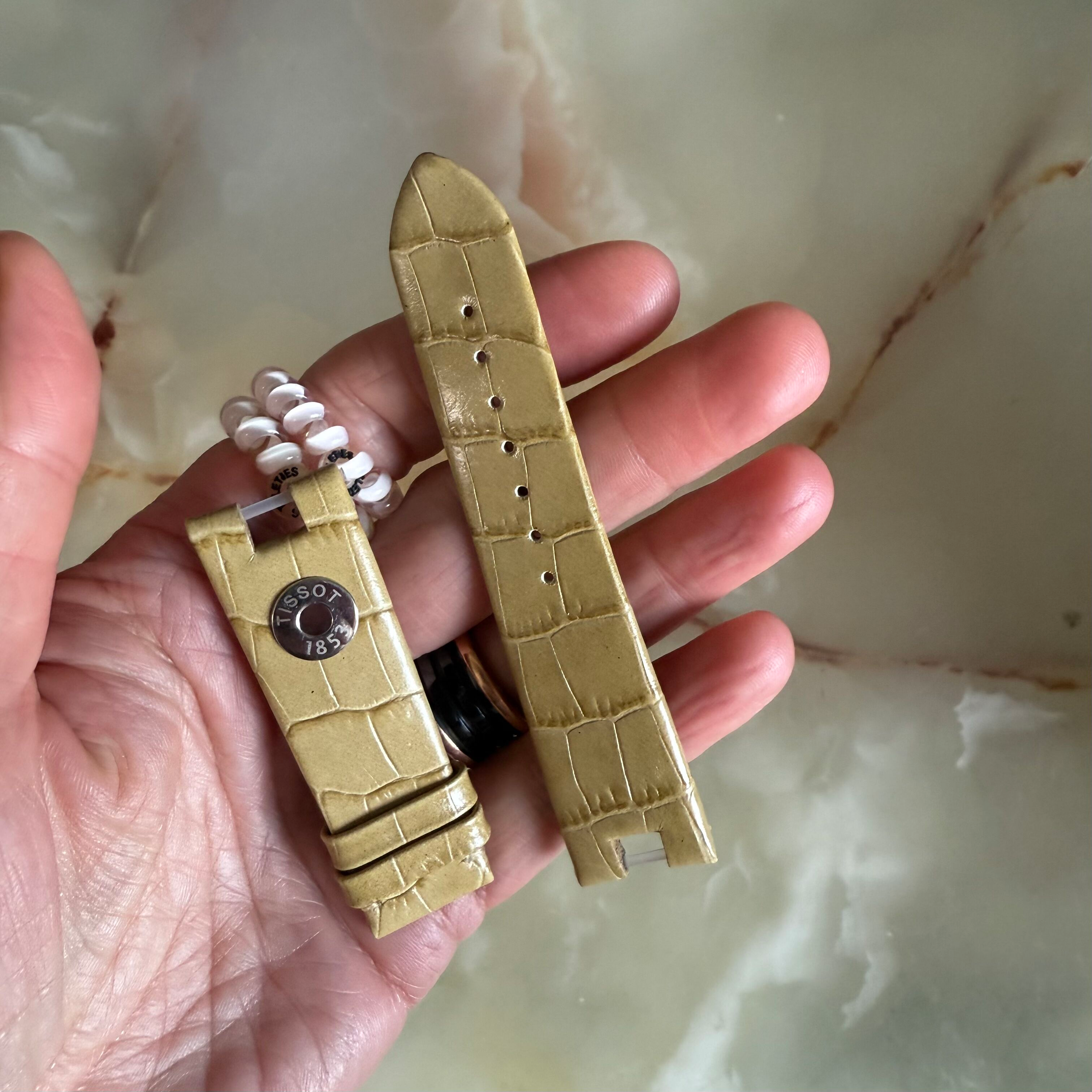 Authentic Tissot Odaci-T Cream Alligator Leather Watch Strap Band 19mm