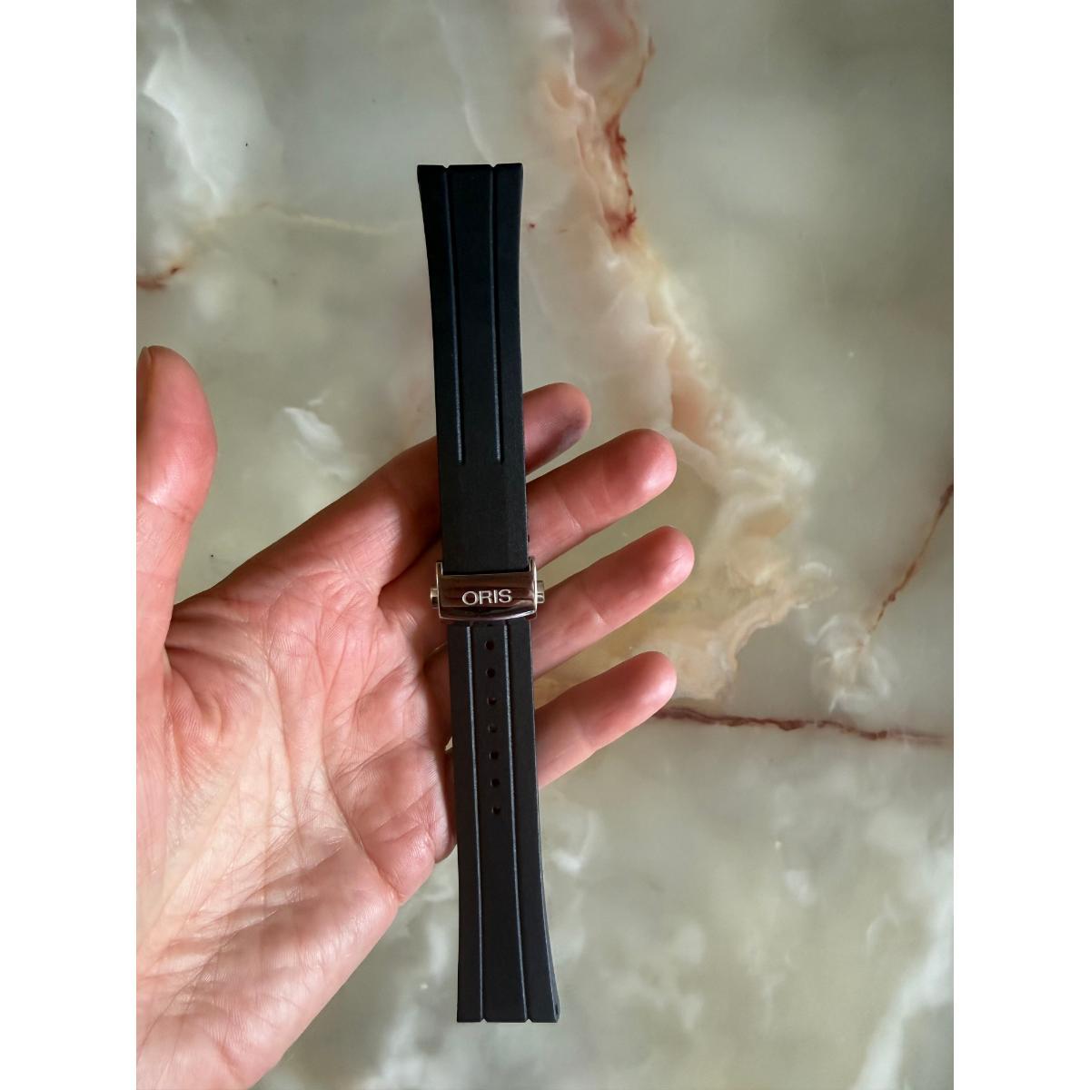Authentic Oris Black Rubber Watch Strap Band 22mm w Deployant Buckle