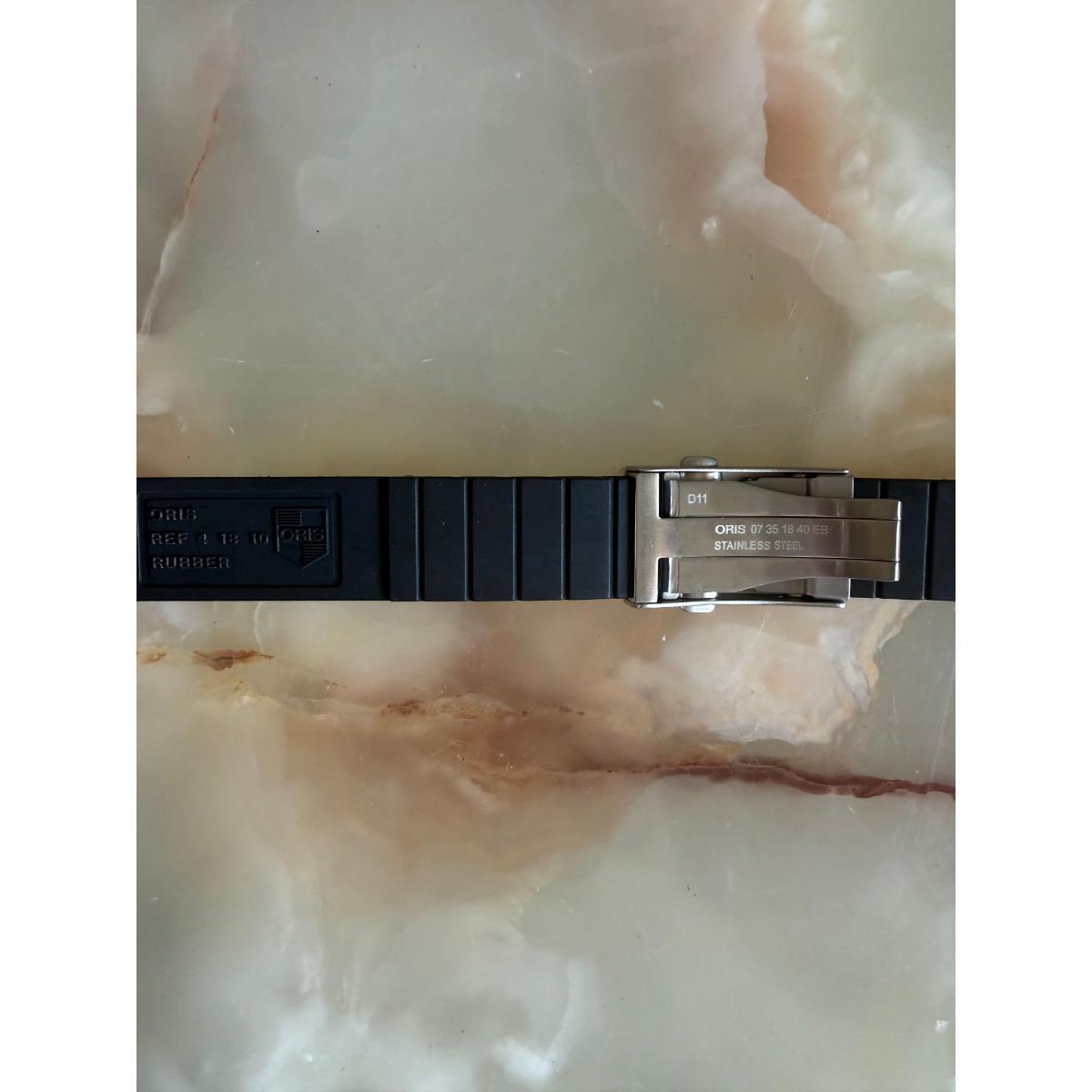 Authentic Oris Black Rubber Watch Strap Band 20mm w Deployant Buckle 4 18 10