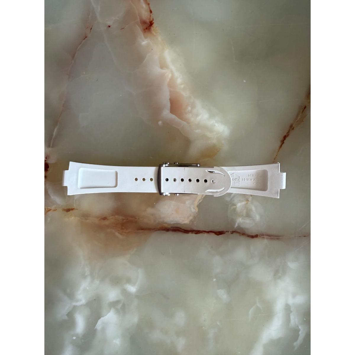 Authentic Oris White Rubber Watch Strap Band 26mm w Deployant Buckle 07 4 26 31