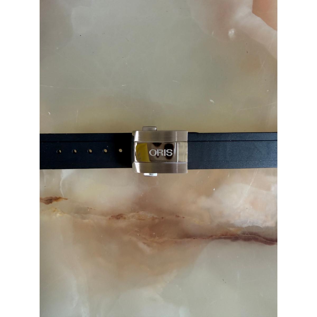 Authentic Oris Black Rubber Watch Strap Band 18mm w Deployant Buckle 07 4 18 34