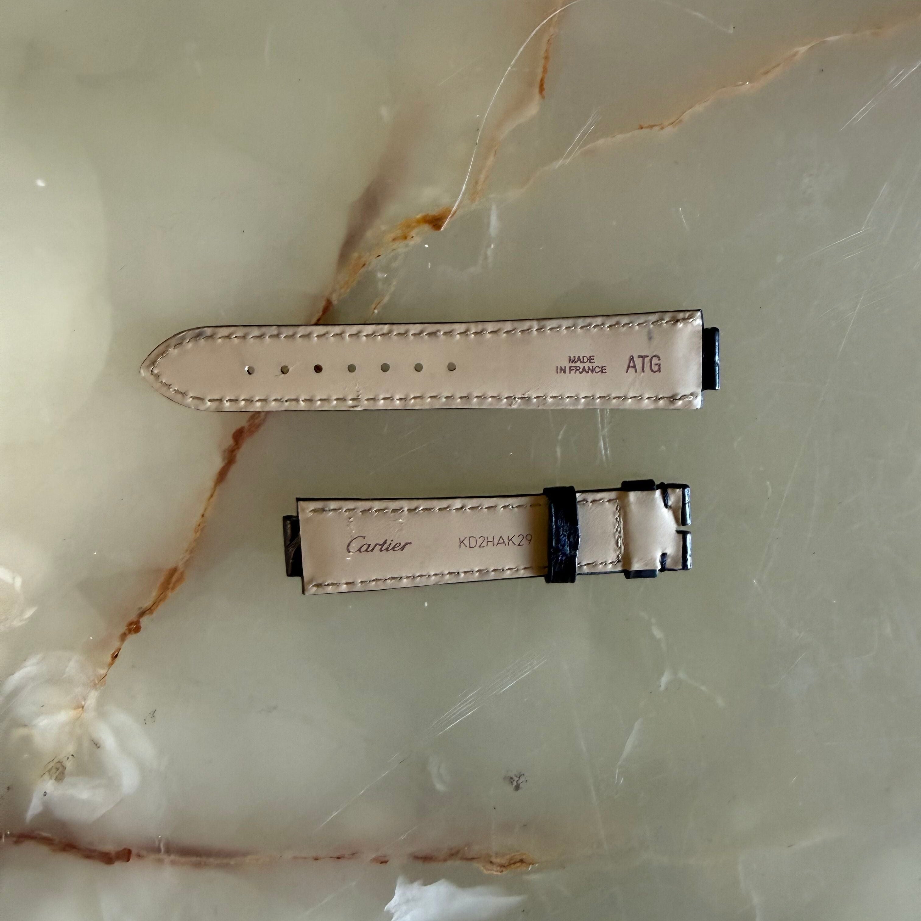 Authentic Cartier Ballon Bleu Black Alligator Watch Strap Band 18mm KD2HAK29