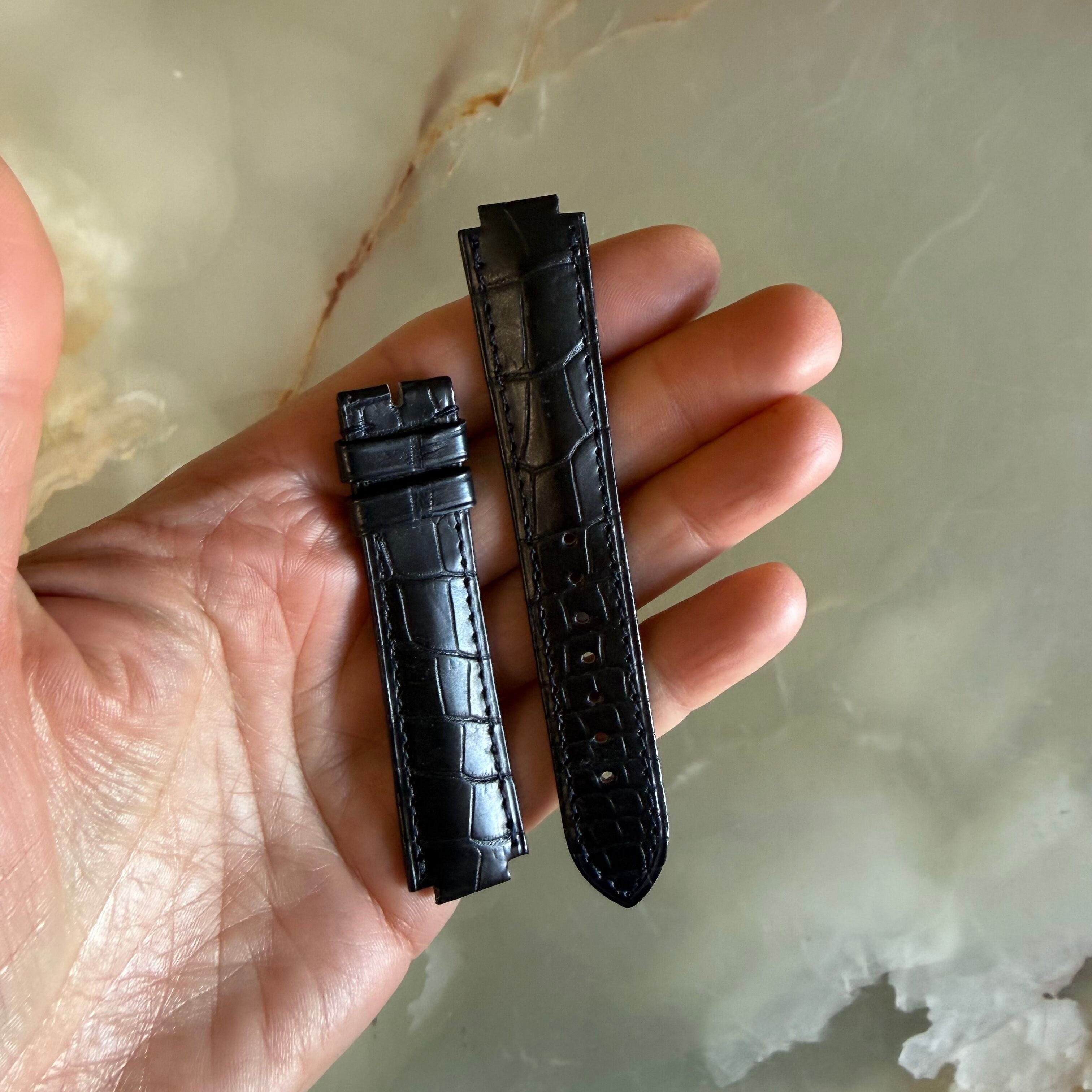 Authentic Cartier Ballon Bleu Black Alligator Watch Strap Band 18mm KD2HAK29