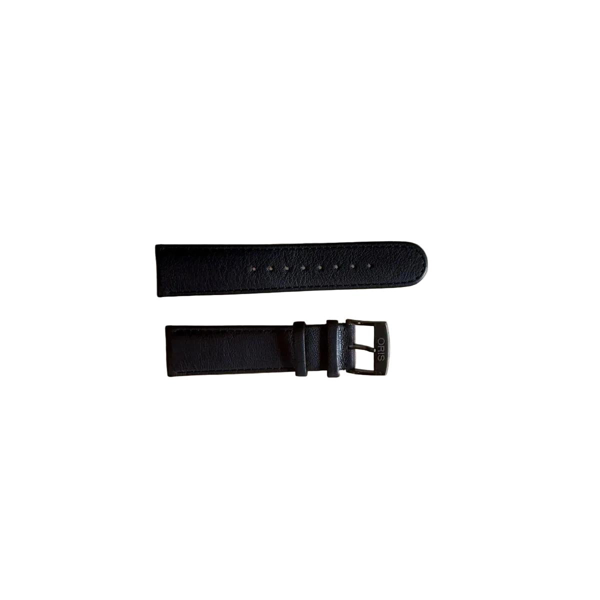 Authentic Oris Black Leather Watch Strap Band 22mm w Buckle 0752250