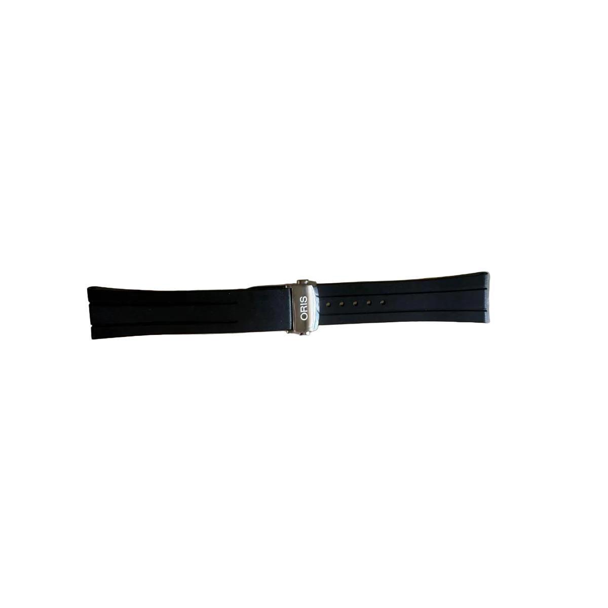 Authentic Oris Black Rubber Watch Strap Band 22mm w Deployant Buckle 07 4 21 20