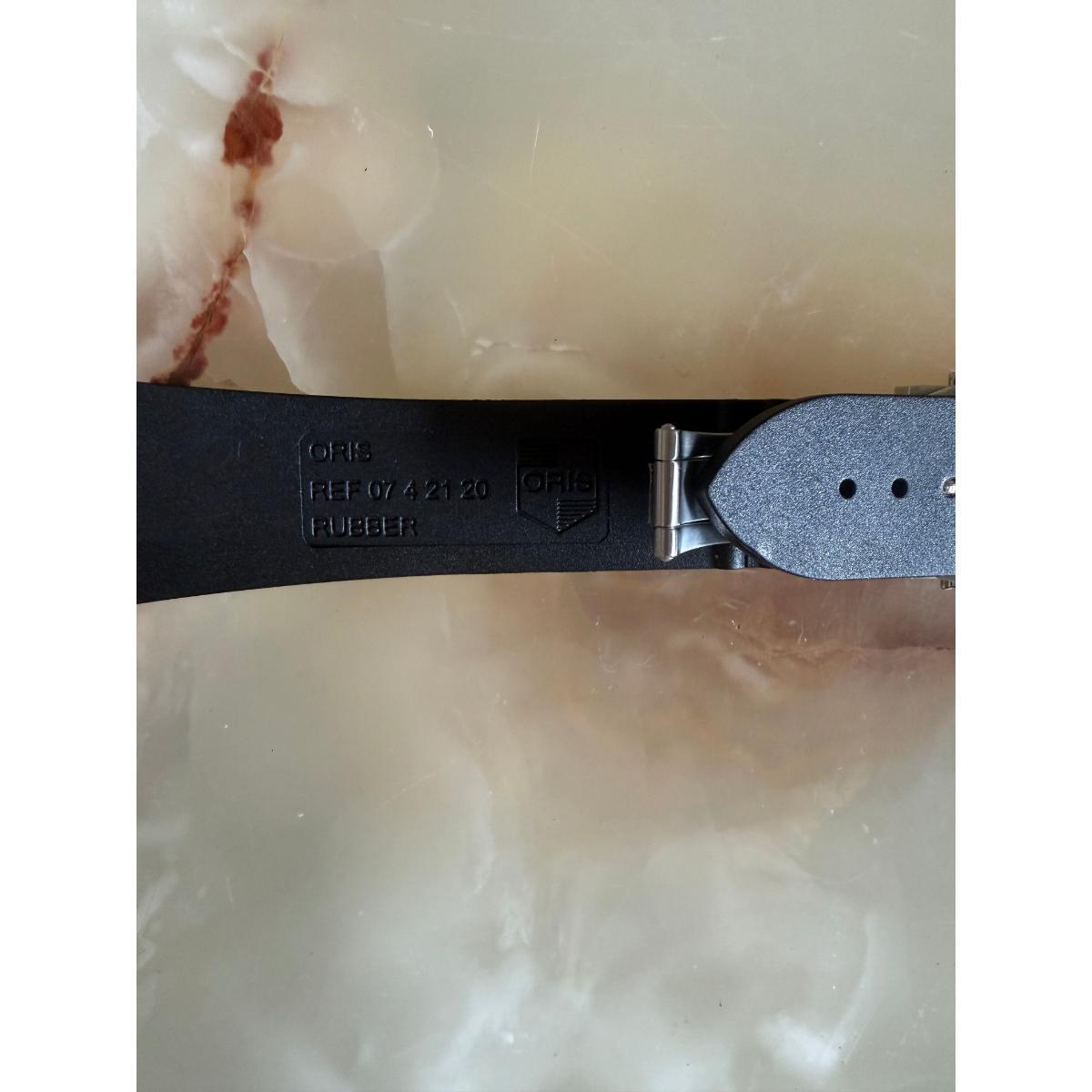 Authentic Oris Black Rubber Watch Strap Band 22mm w Deployant Buckle 07 4 21 20