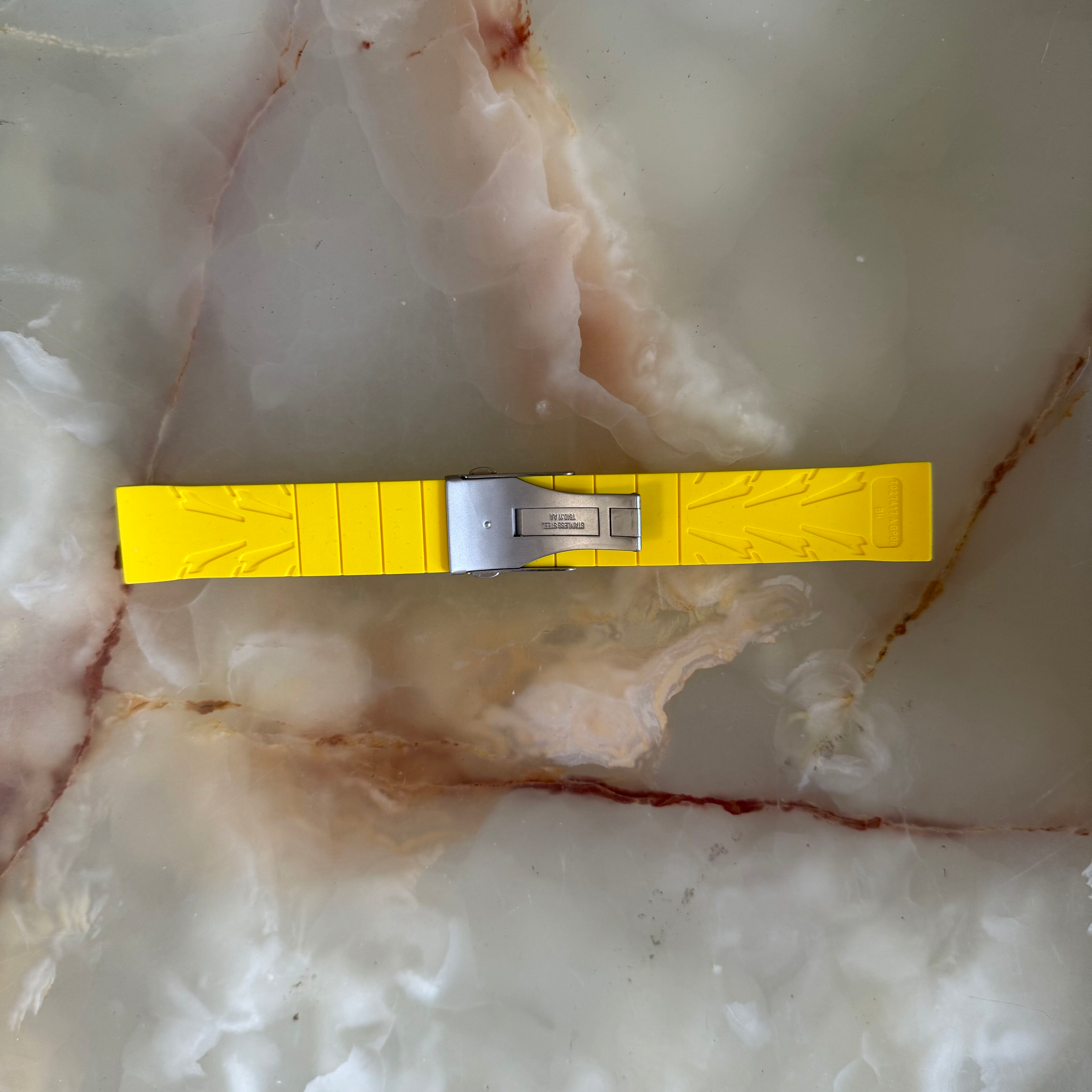 Authentic Tissot Yellow Rubber Watch Strap Band 21mm w Deployant Buckle T027417AGP08