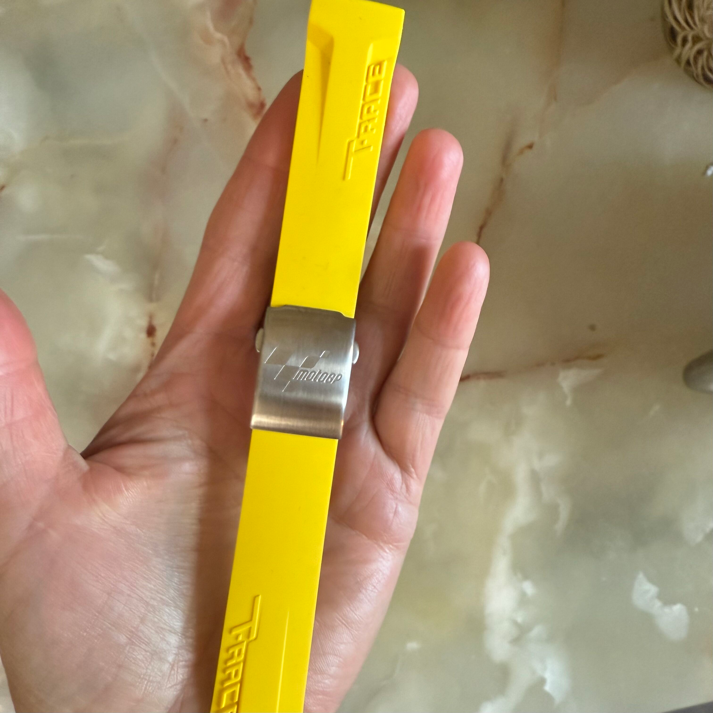 Authentic Tissot Yellow Rubber Watch Strap Band 21mm w Deployant Buckle T027417AGP08