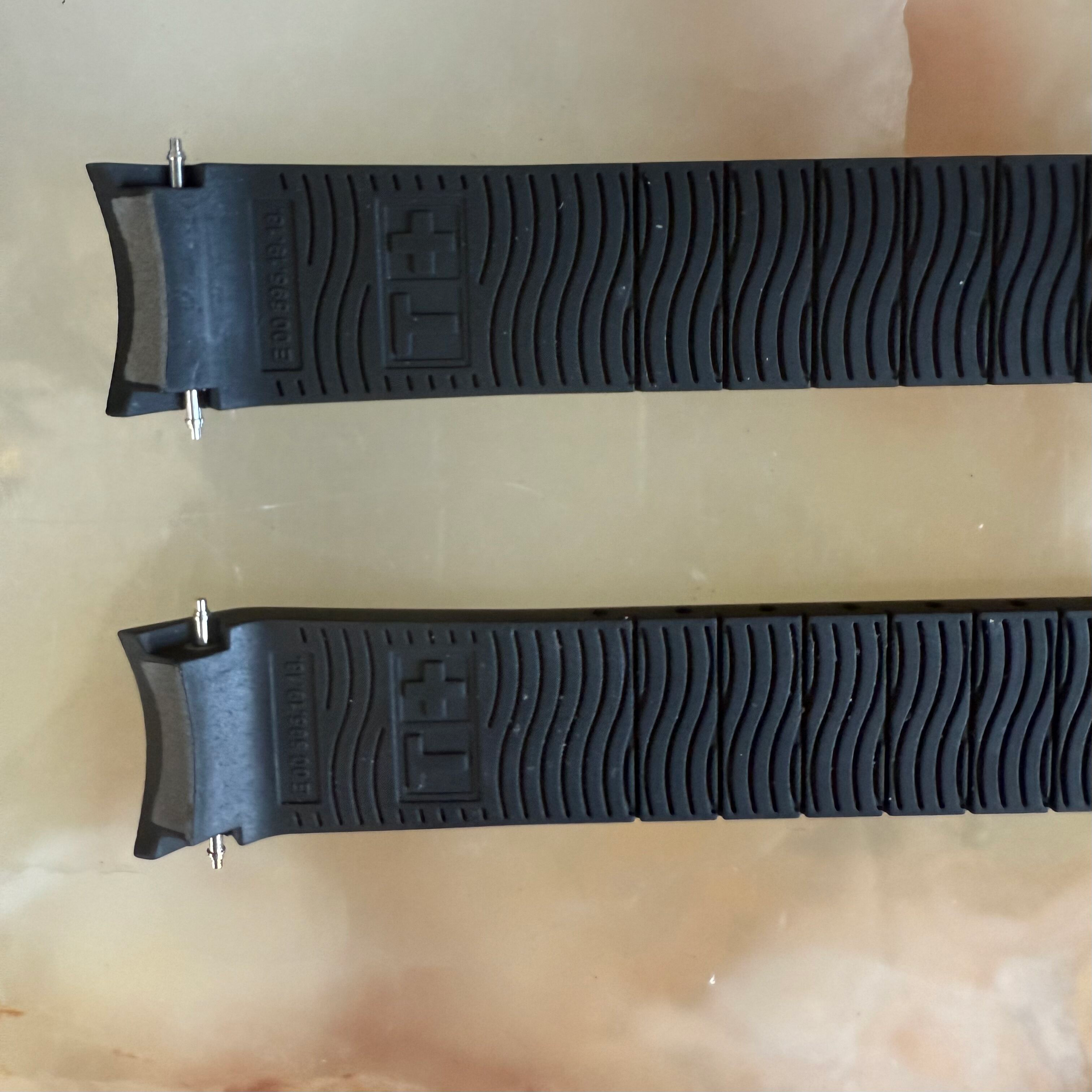 Authentic Tissot Black Rubber Watch Strap Band 19mm E00595.19.18.