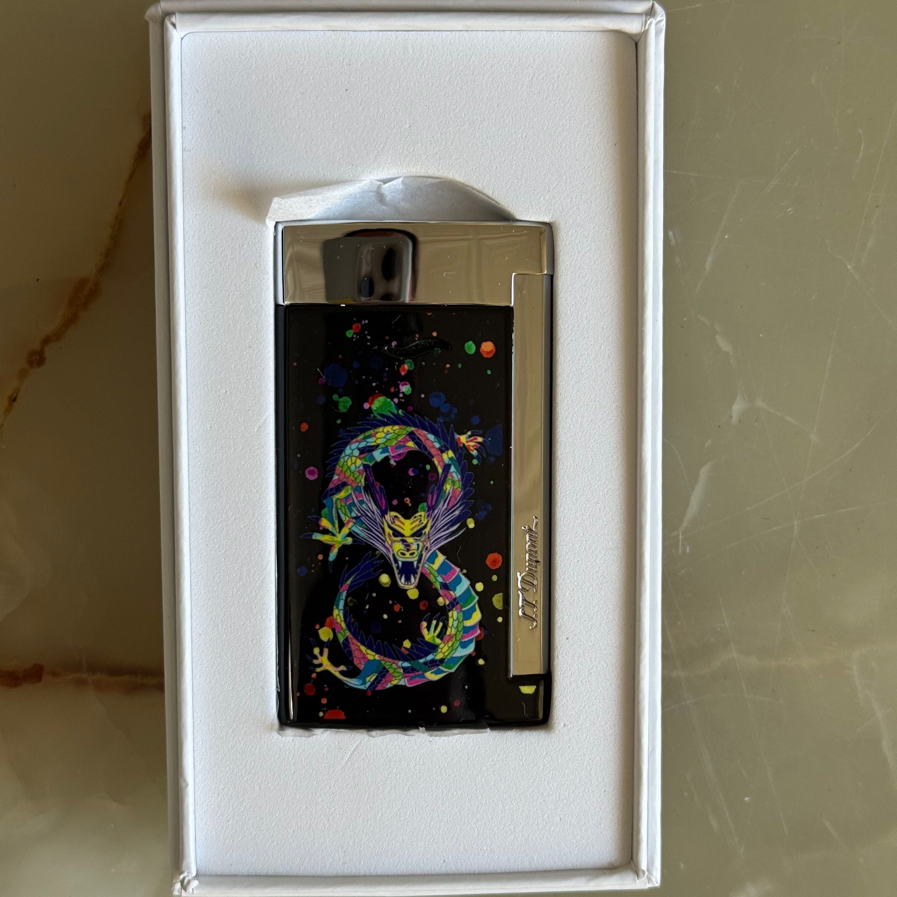 S.T. Dupont Slim 7 Dragon Black Chrome Lacquered Lighter 027777