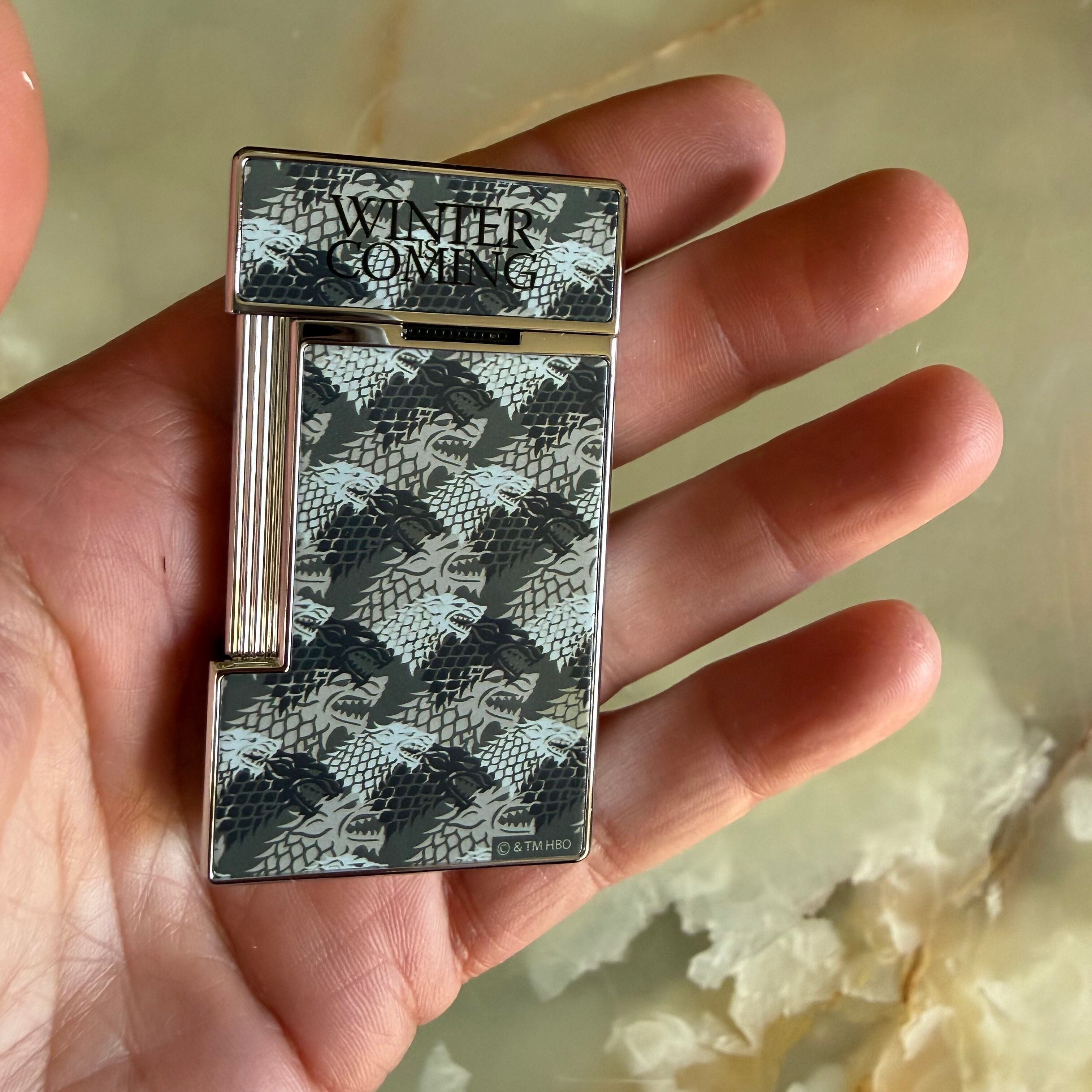 S.T. Dupont Slimmy Game of Thrones Stark Twiggy Light Gray Lacquered Lighter 028113