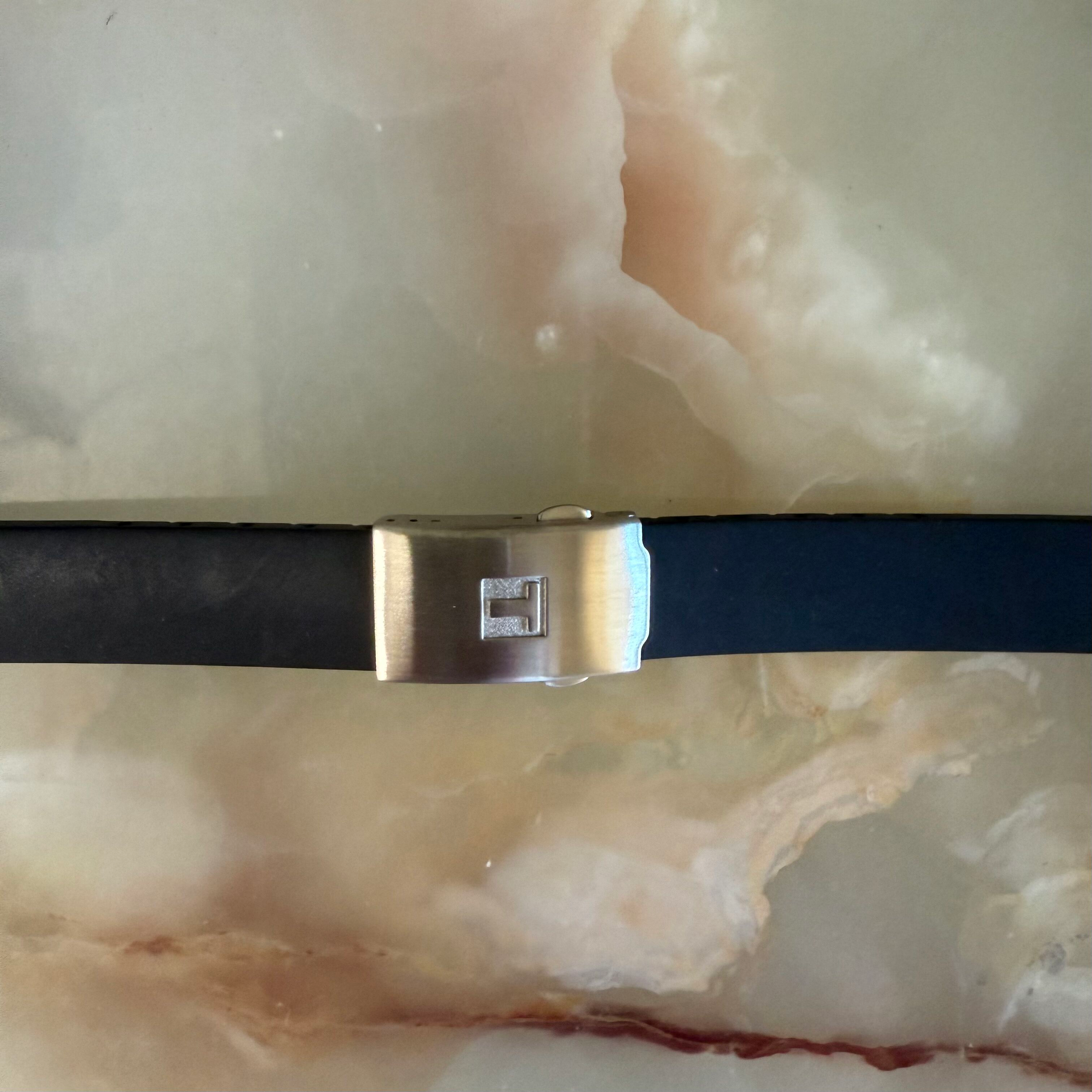 Authentic Tissot Black Rubber Watch Strap Band 16mm w Deployant Buckle E001331616