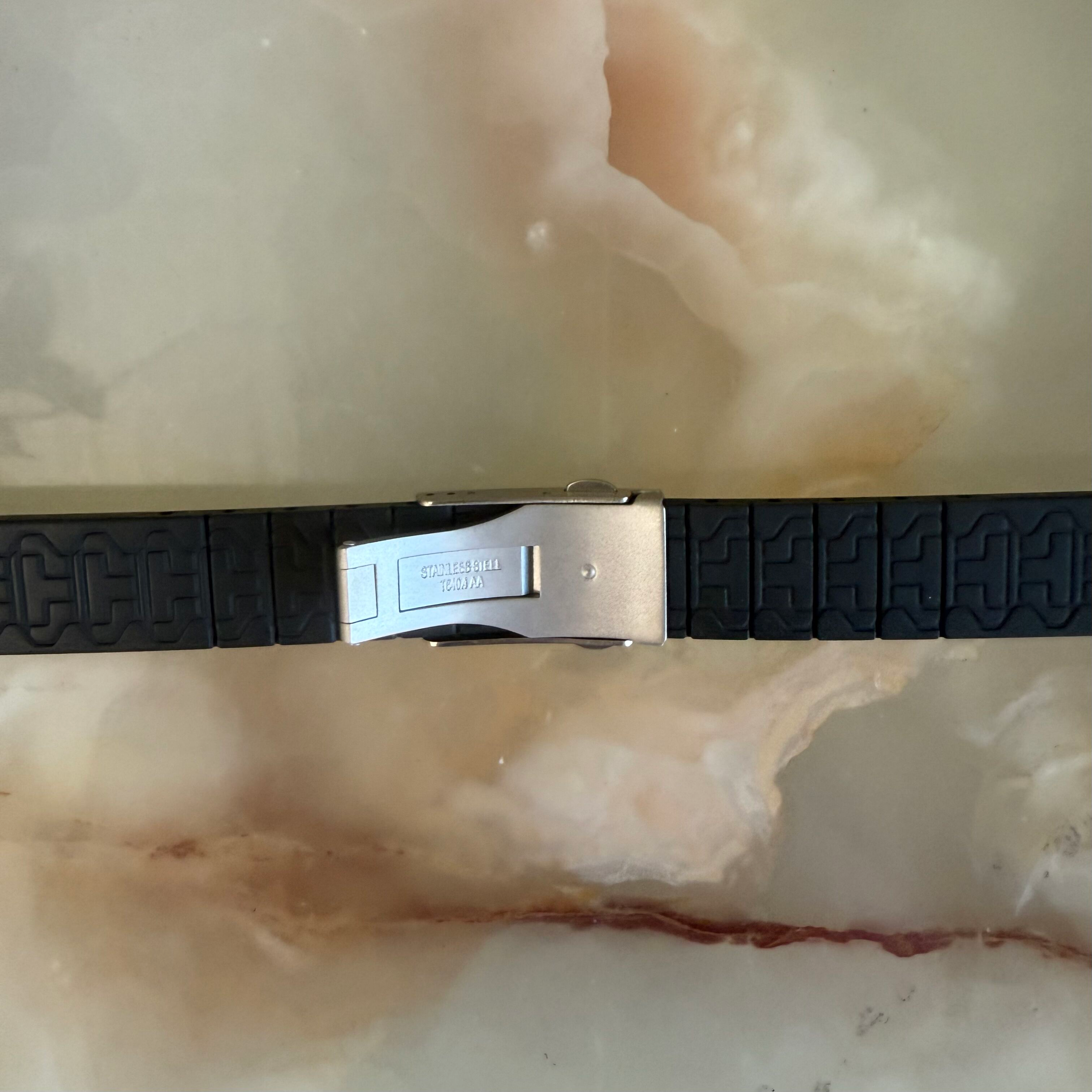 Authentic Tissot Black Rubber Watch Strap Band 16mm w Deployant Buckle E001331616
