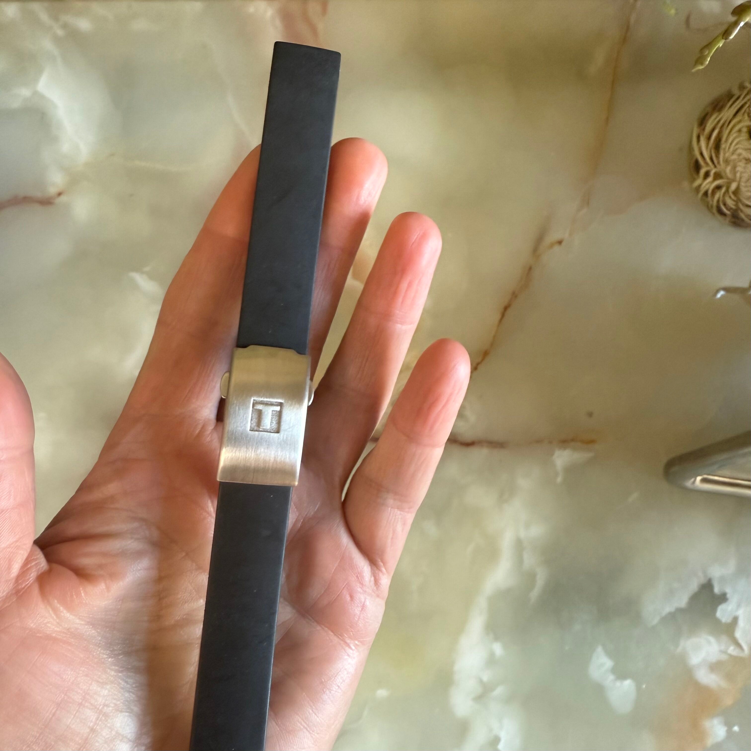 Authentic Tissot Black Rubber Watch Strap Band 16mm w Deployant Buckle E001331616