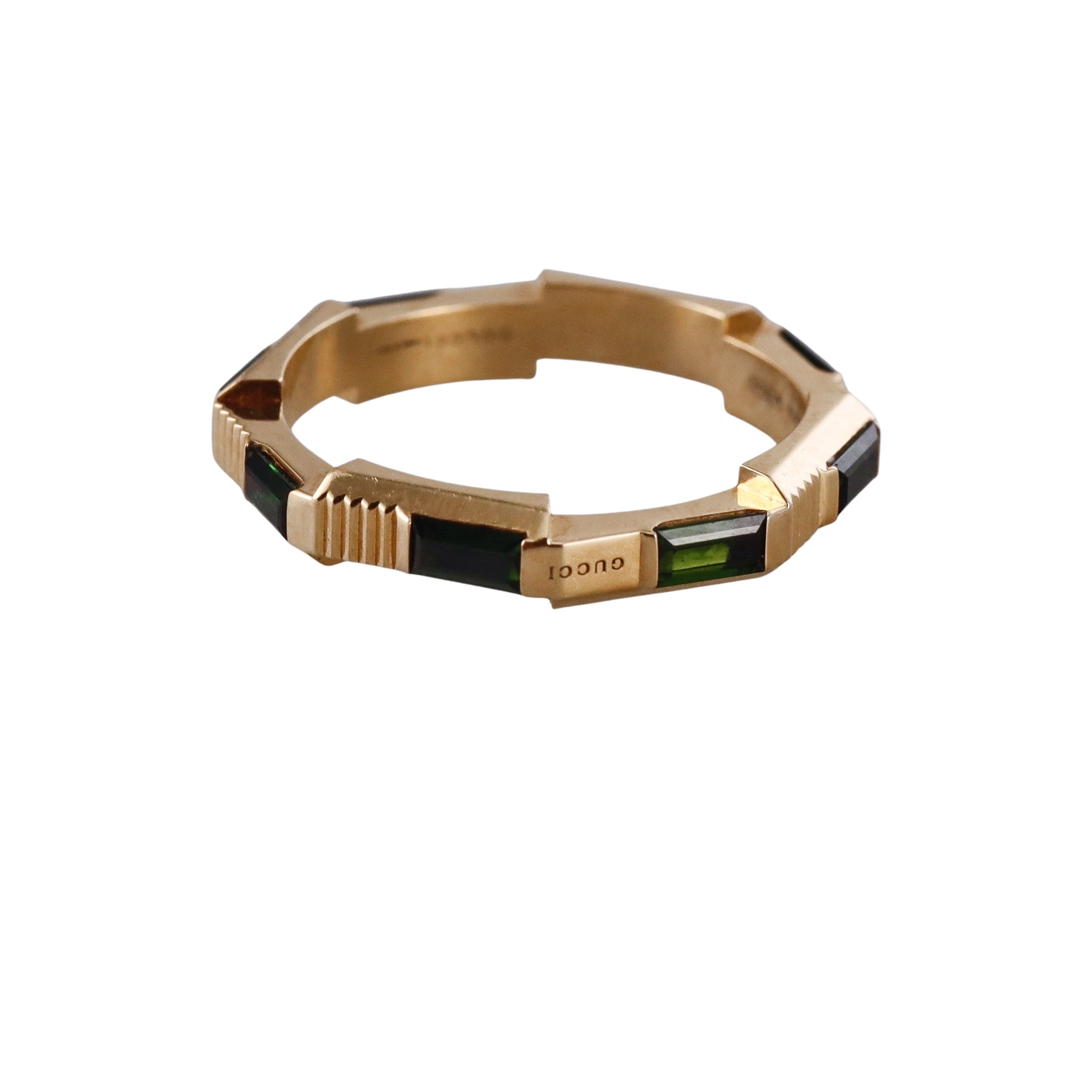 18k Gucci Link to Love Yellow Gold Tourmaline Ring Retail $2700