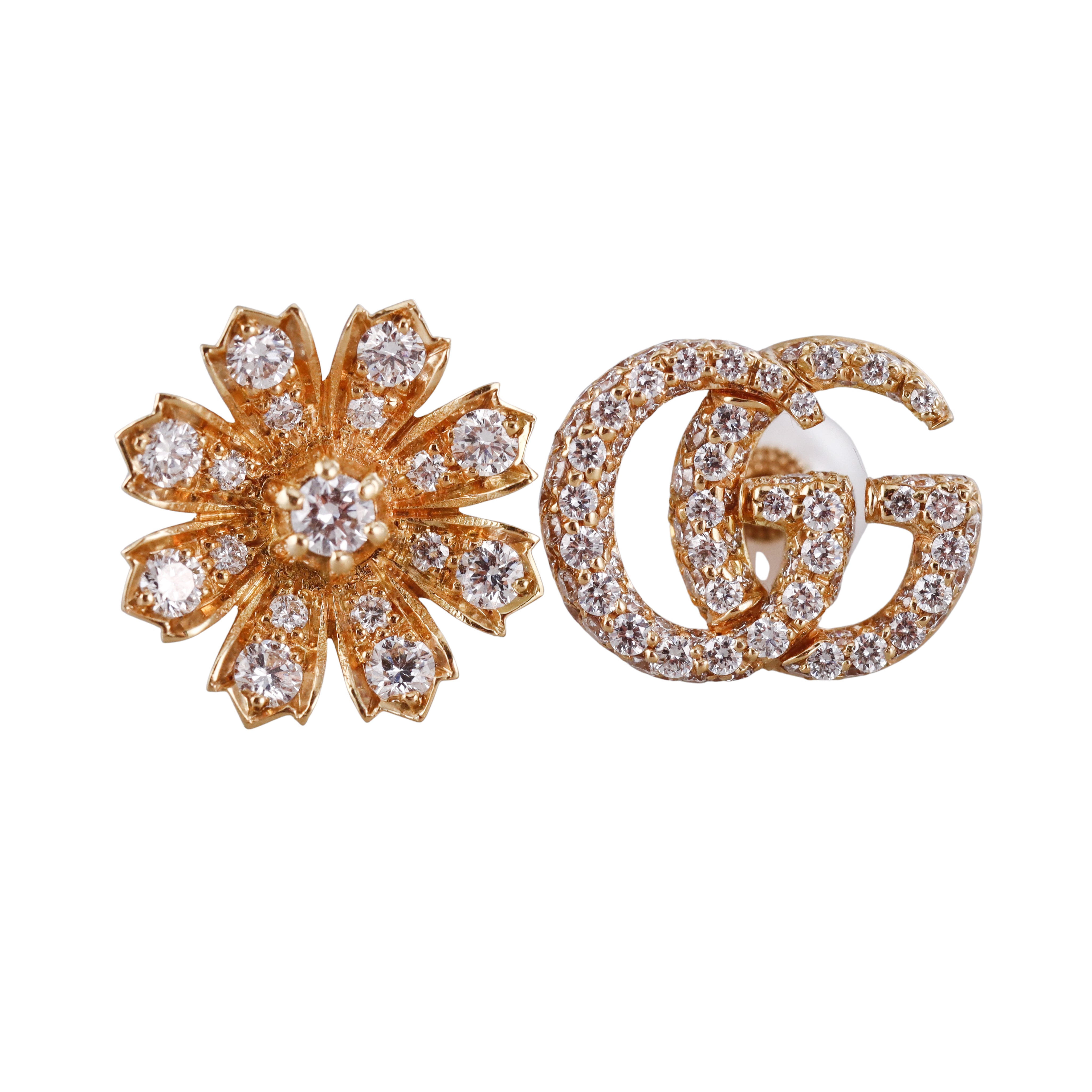 18k Gold Gucci Flora Diamonds Earrings Retail $7200