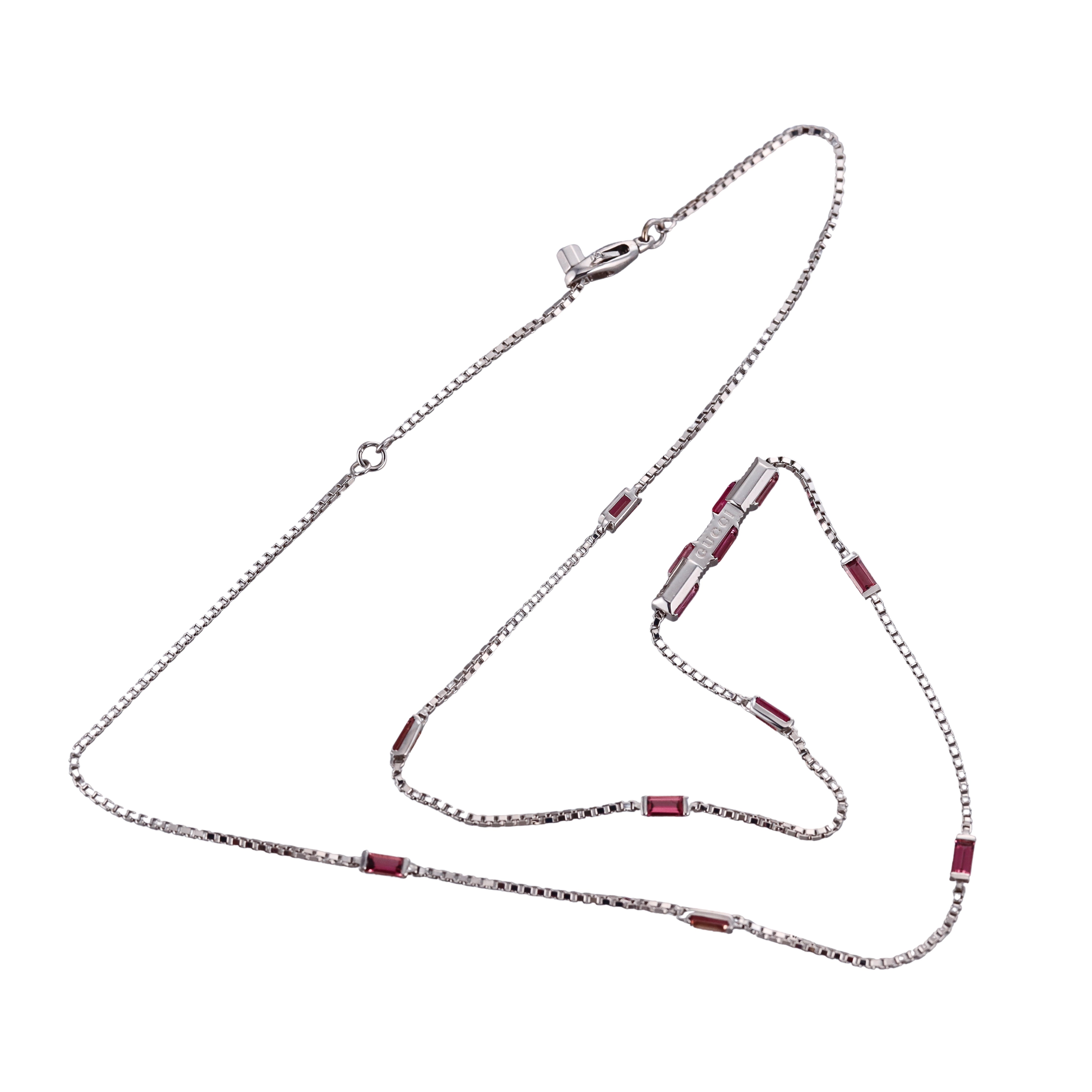 18k White Gold Gucci Rubellite Link to Love Necklace Retail $4300