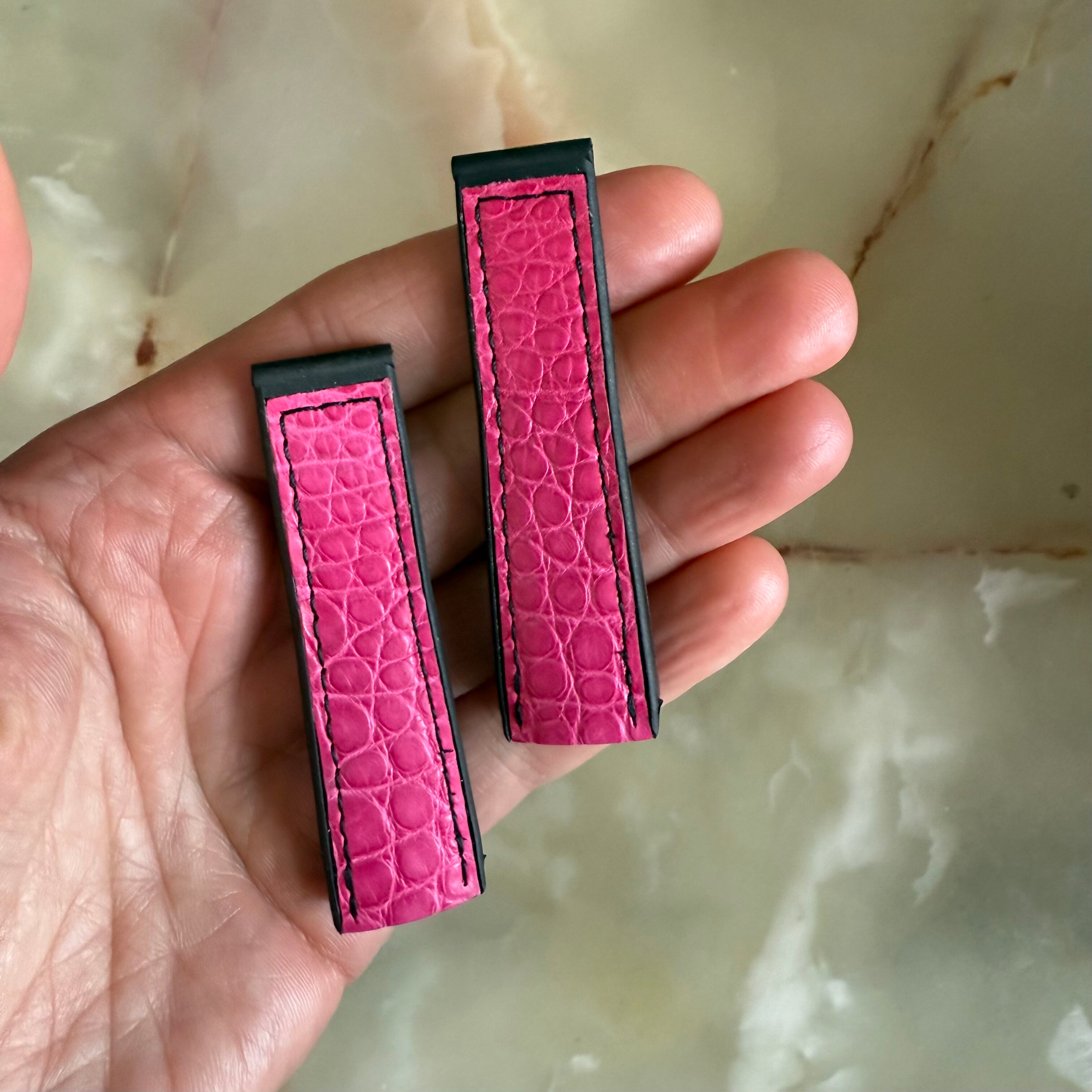 Authentic Corum Bubble Pink Crocodile Watch Strap Band 17mm