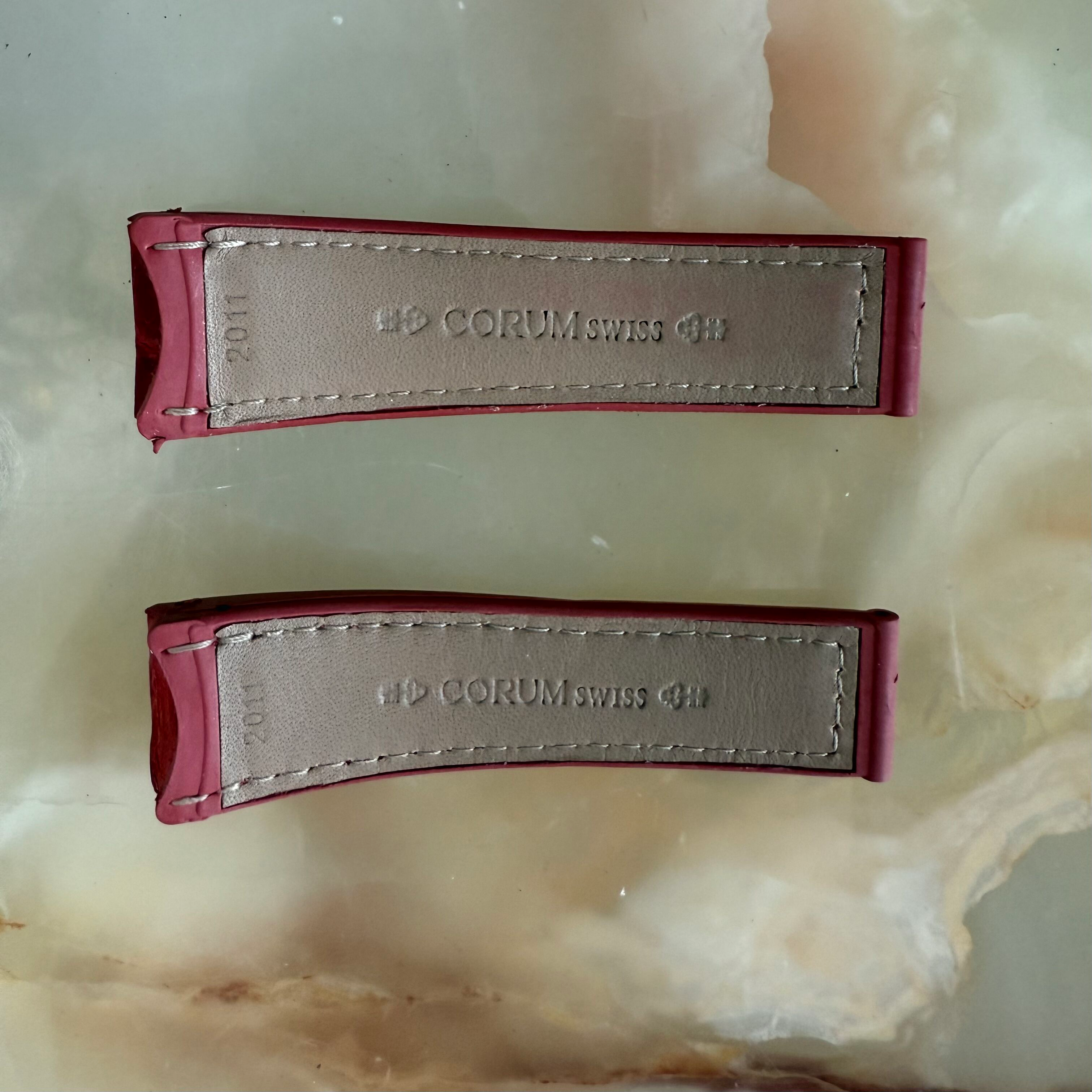 Authentic Corum Bubble Red Crocodile Watch Strap Band 18mm 2011
