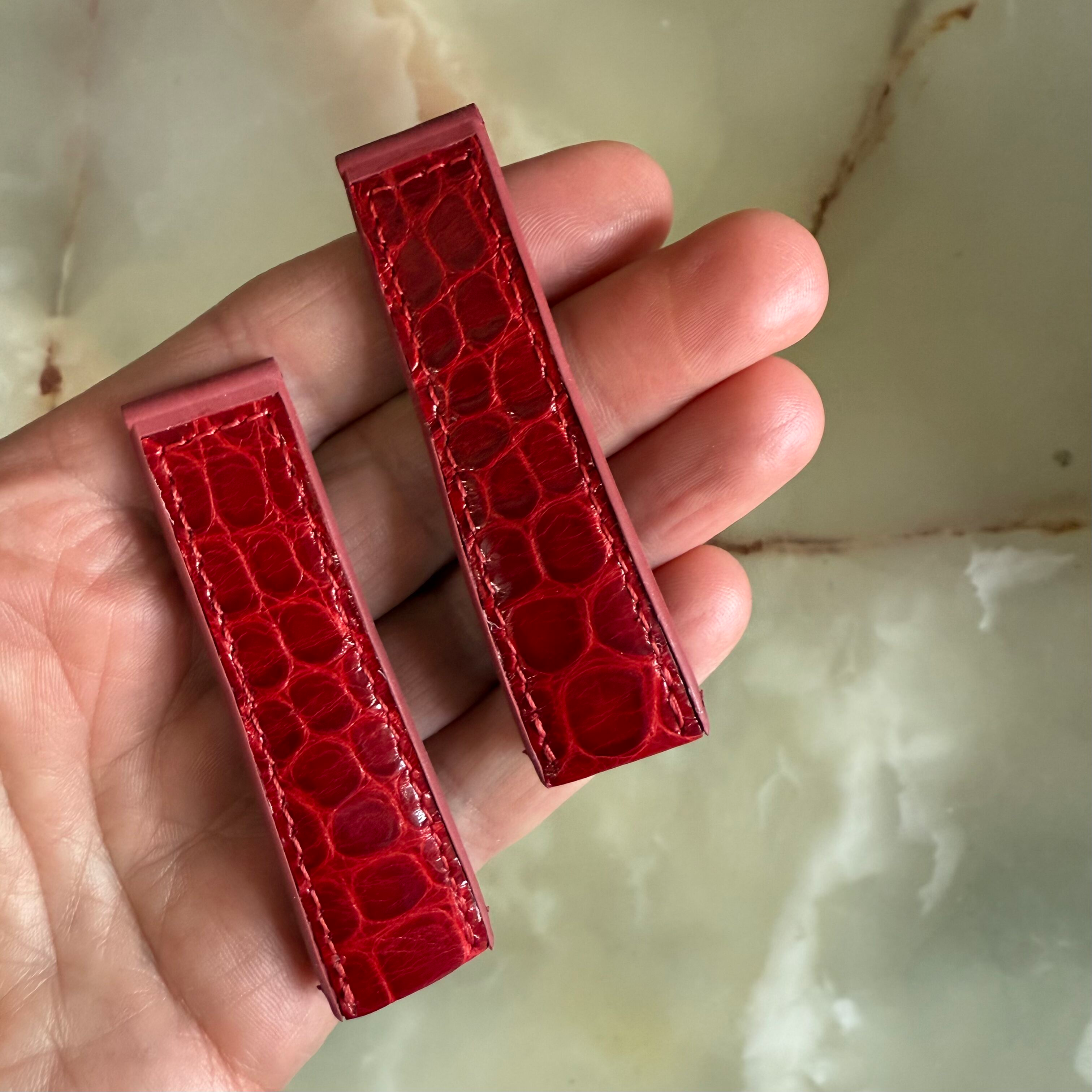 Authentic Corum Bubble Red Crocodile Watch Strap Band 18mm 2011