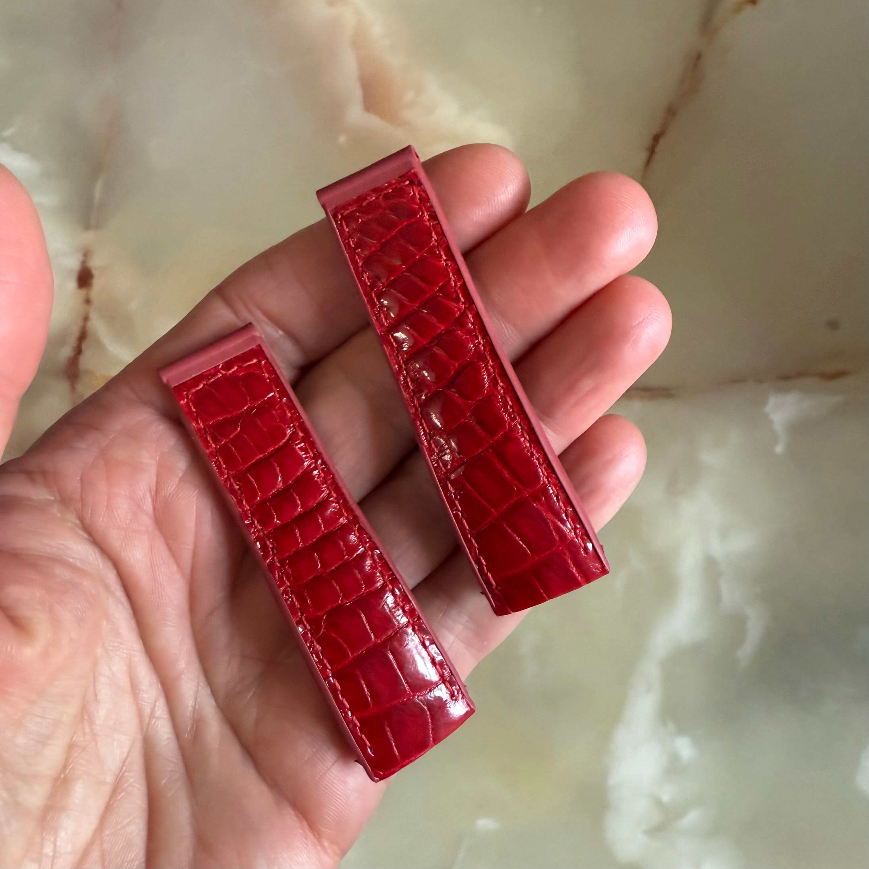 Authentic Corum Bubble Red Crocodile Watch Strap Band 18mm