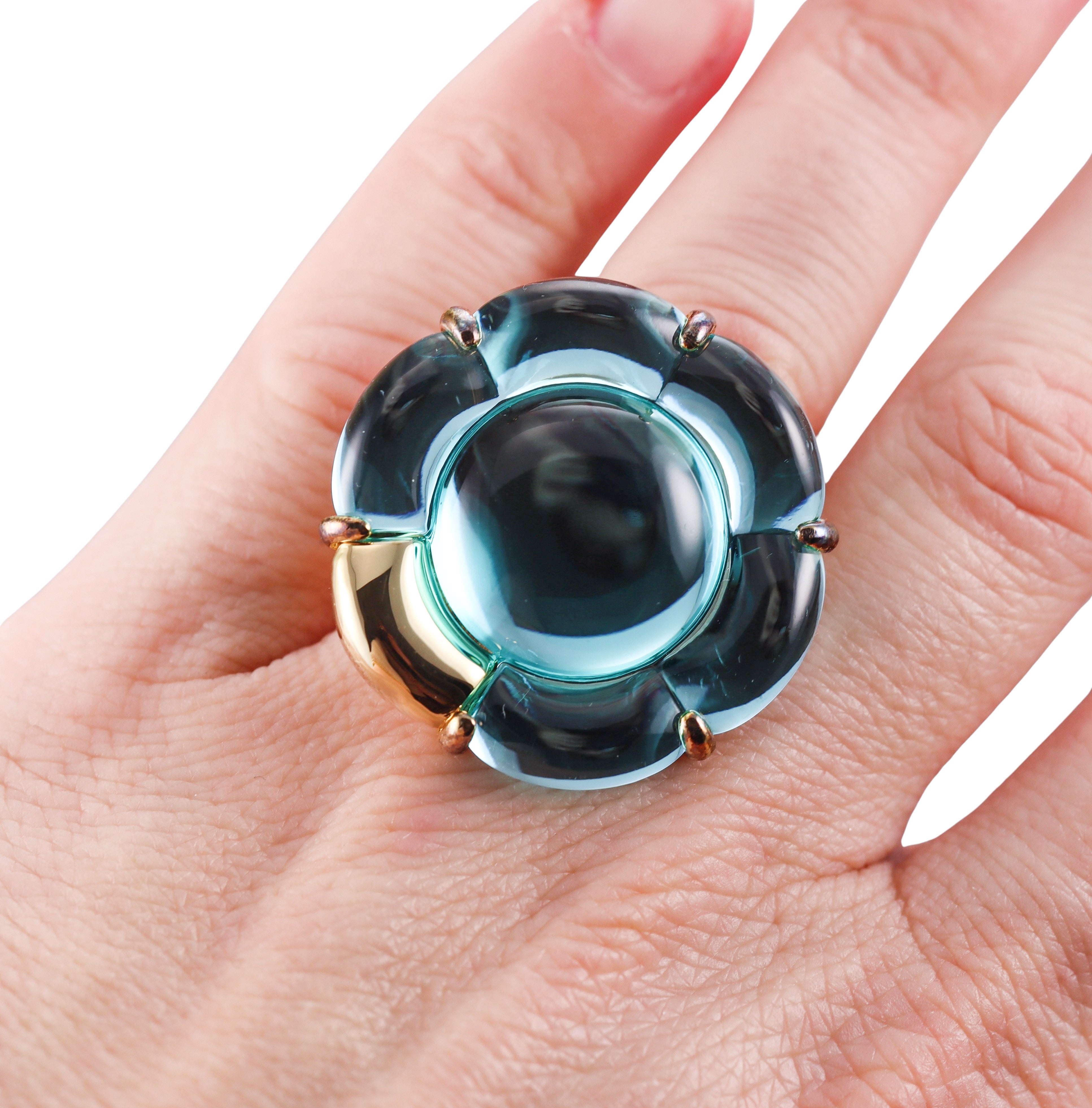 Baccarat B Flower 18k Gold Vermeil Sterling Silver Turquoise Ring 2806982