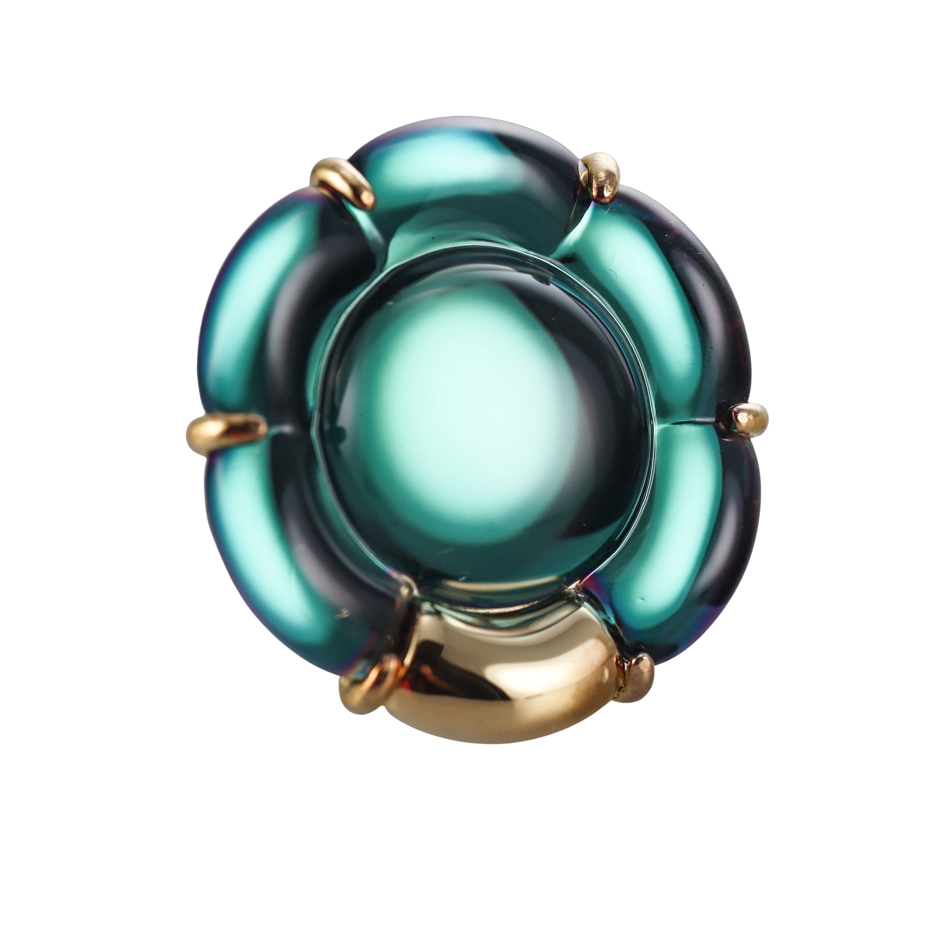 Baccarat B Flower 18k Gold Vermeil Sterling Silver Green Ring 2807623