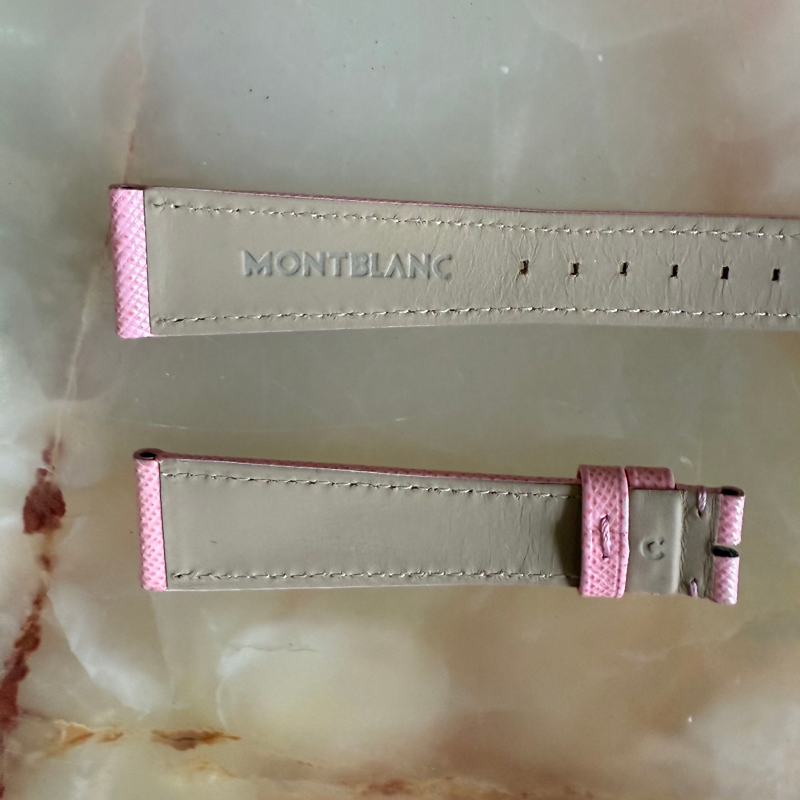 Authentic Montblank Pink Calfskin Watch Strap Band 18mm