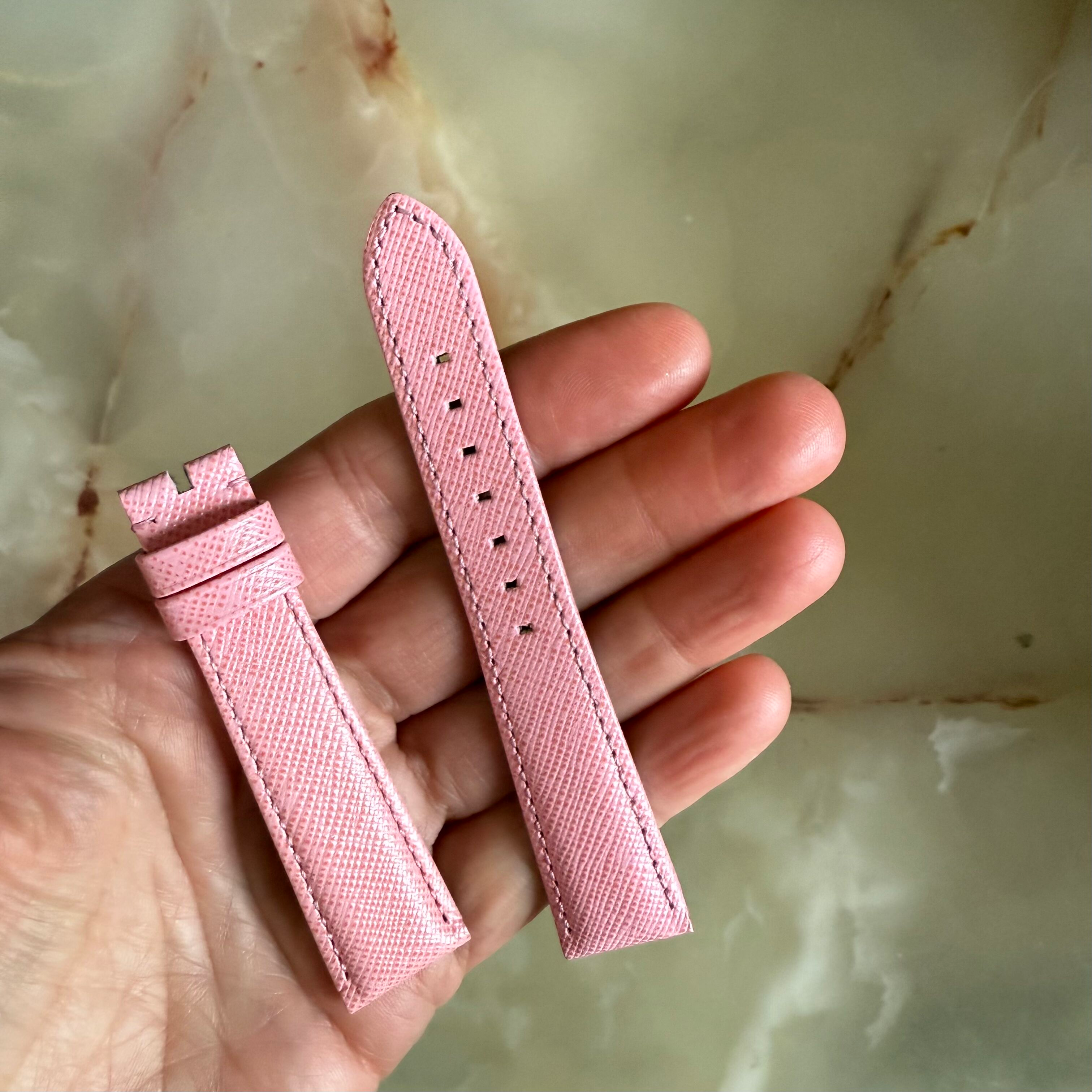Authentic Montblank Pink Calfskin Watch Strap Band 18mm