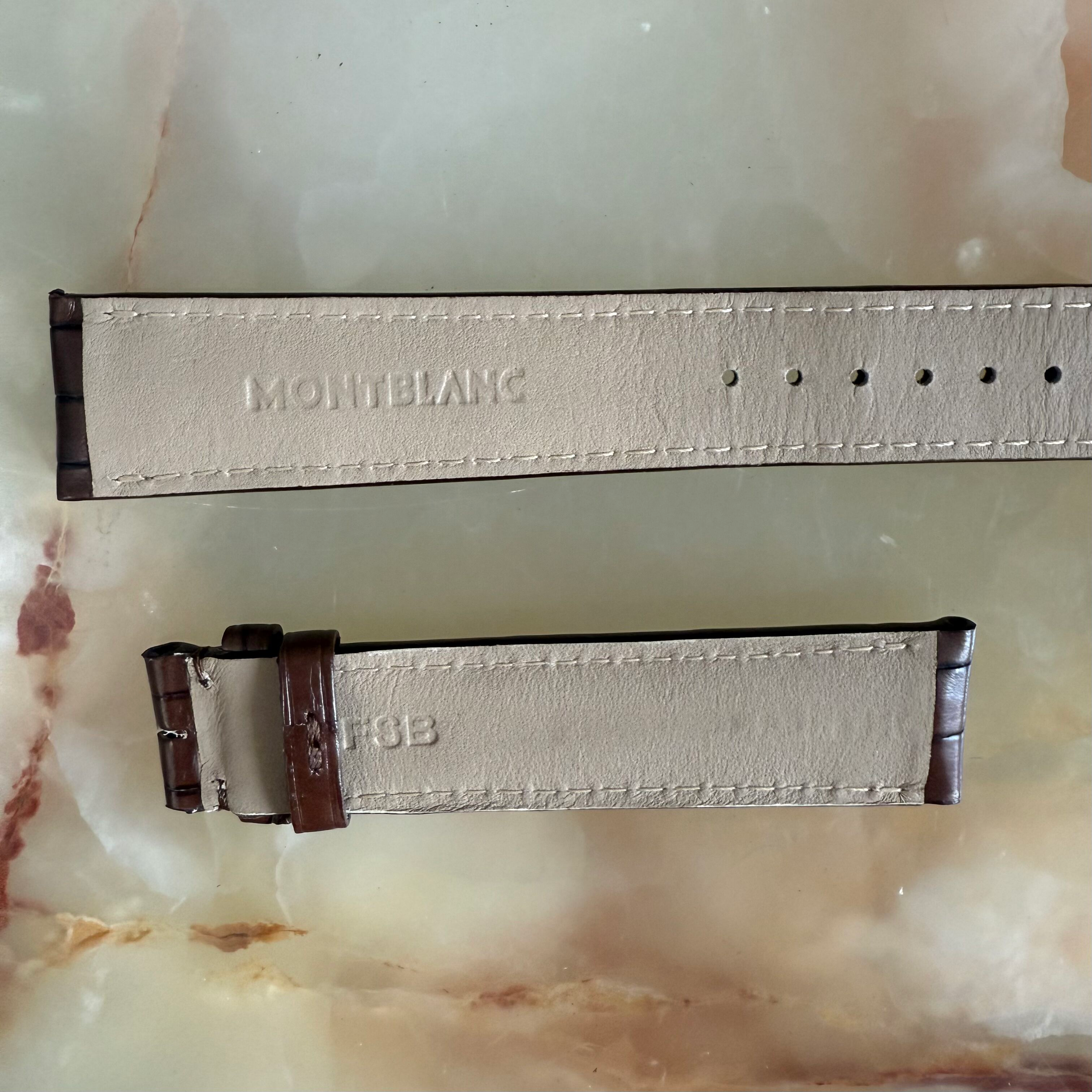 Authentic Montblank Brown Alligator Watch Strap Band 18mm