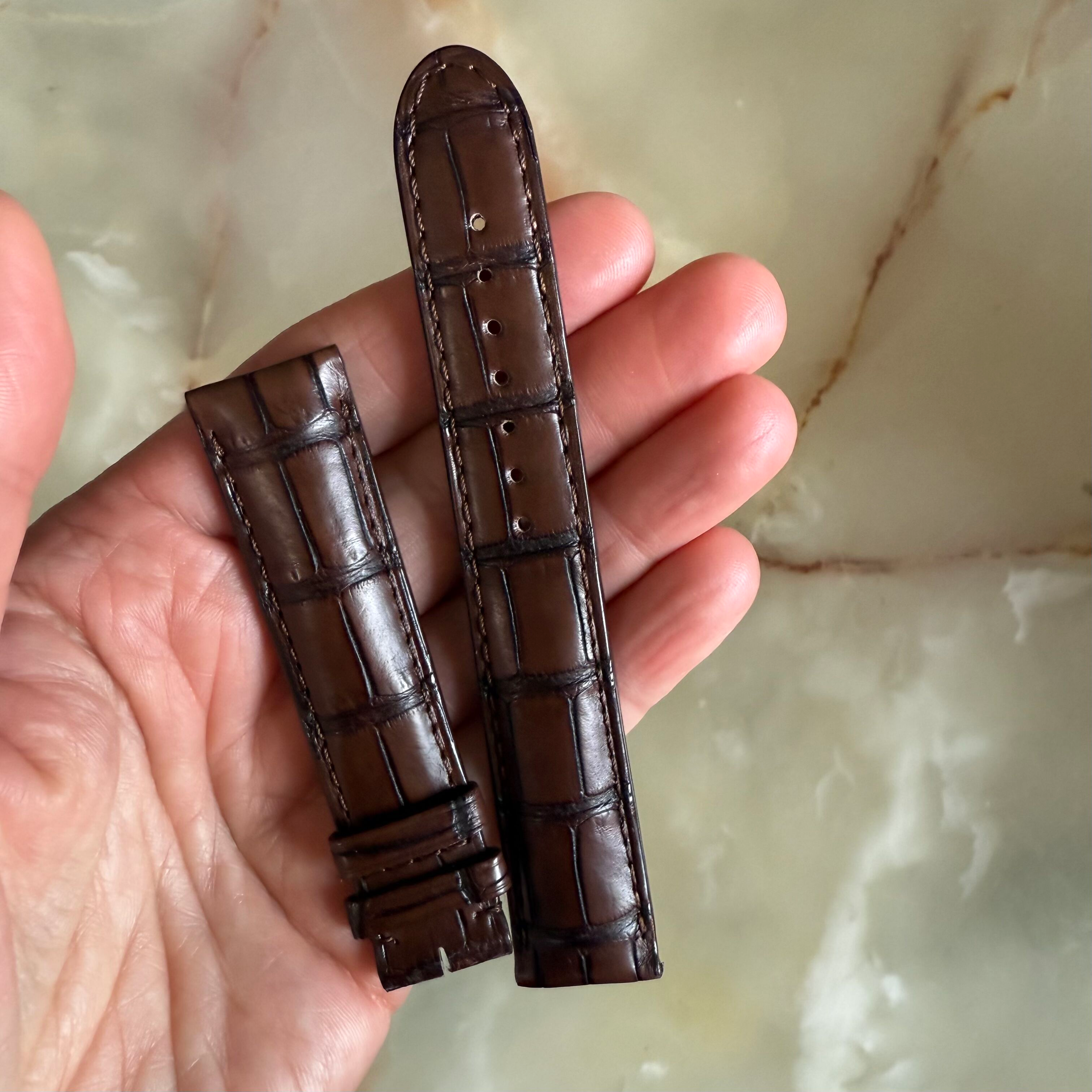 Authentic Montblank Brown Alligator Watch Strap Band 18mm